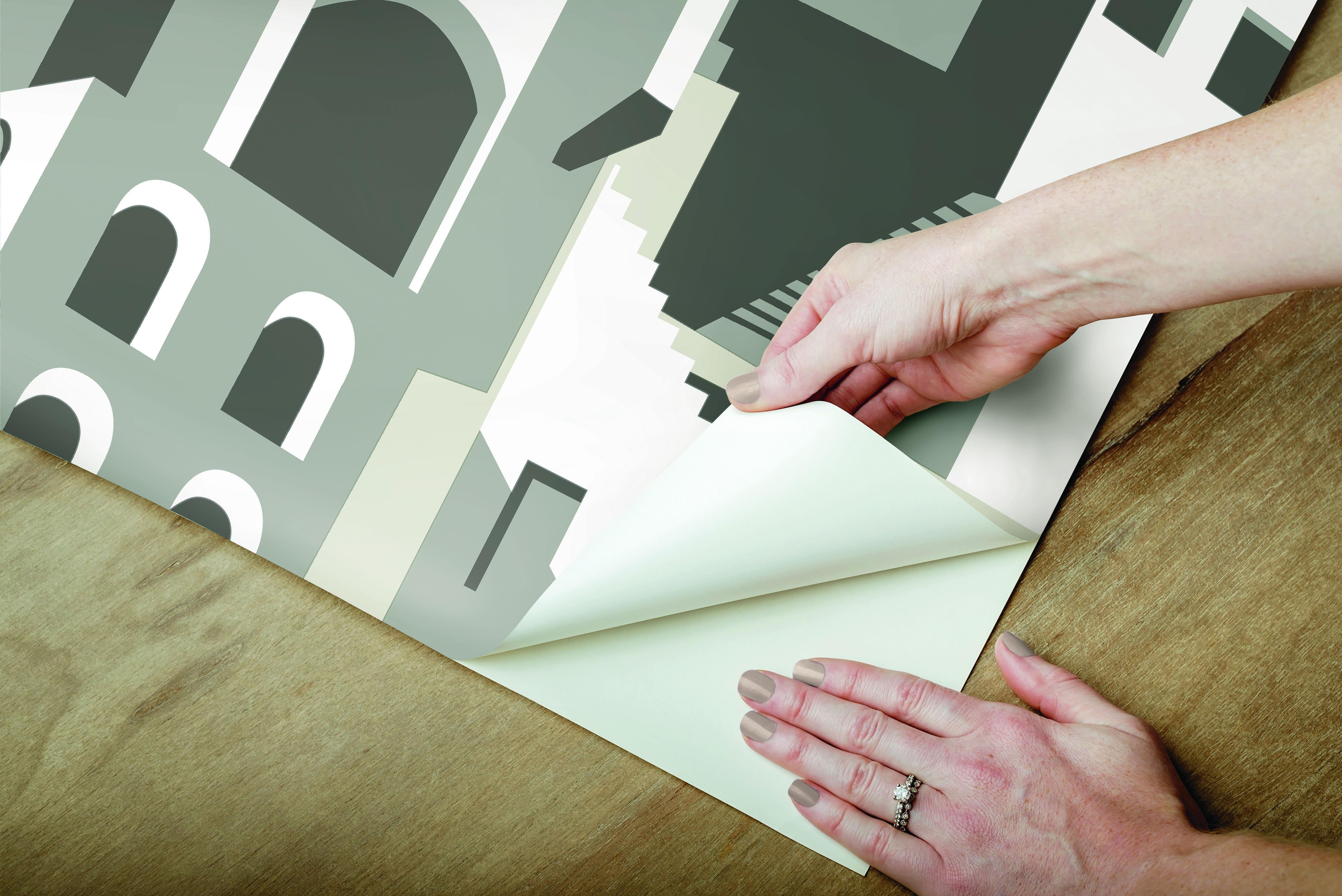 Arch Architectural Grey Peel & Stick Wallpaper large image 