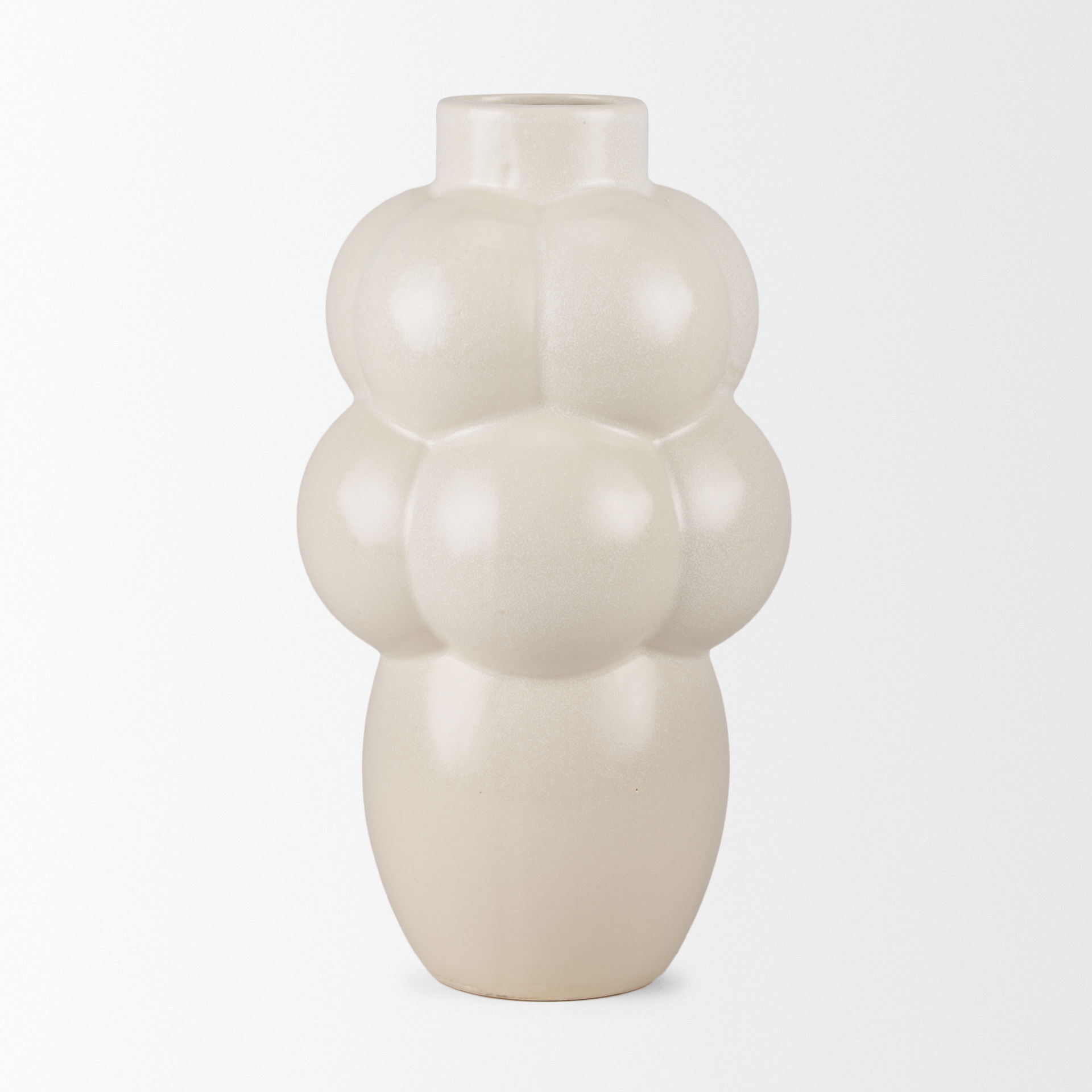 Ulvi Cream Glazed Bubble Ceramic Vase, by Mercana, 7.68" length x 7.48" width x 14.17" height View 5
