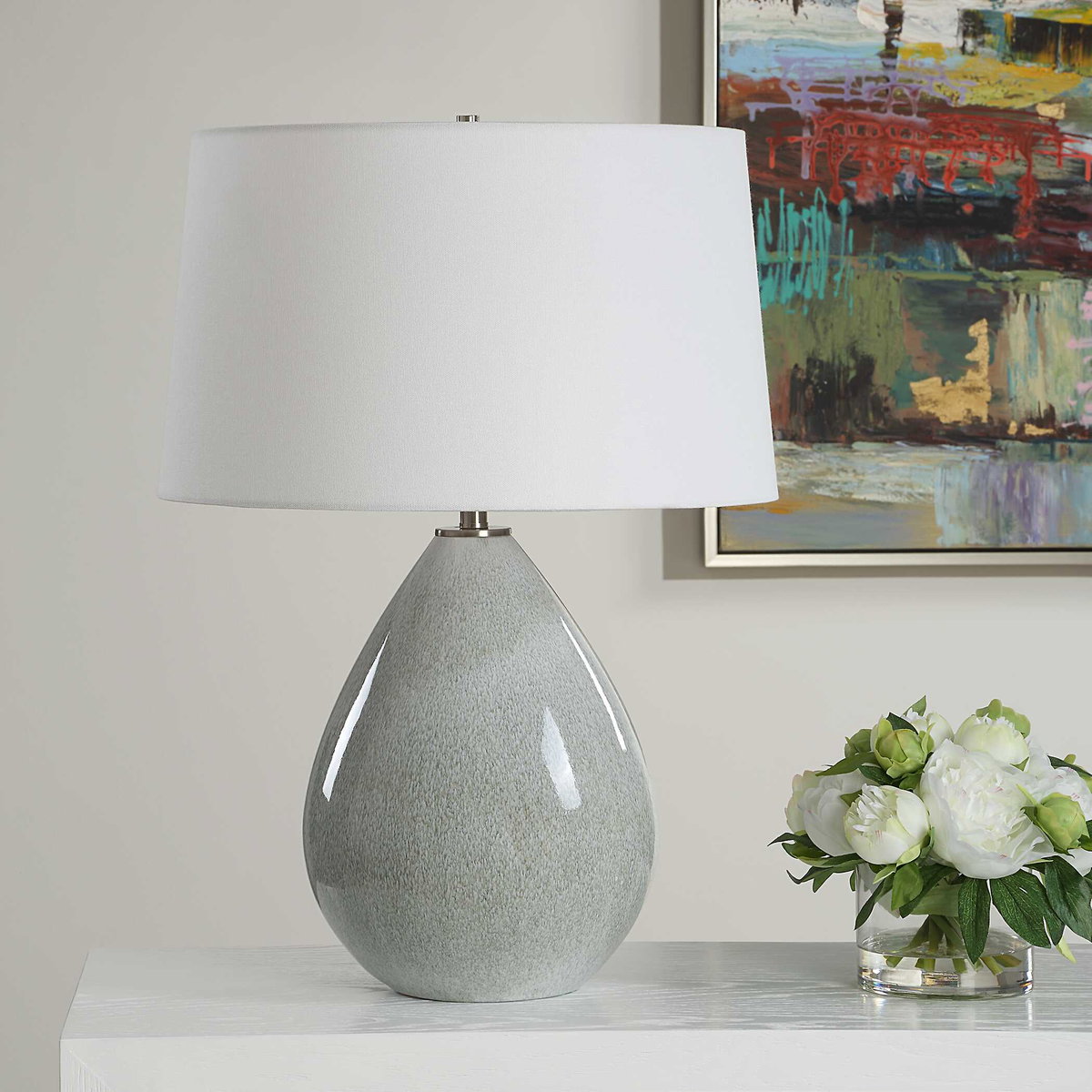 Moray Gray Glaze Table Lamp, by Uttermost, 1'5.25" width x 2'0.25" height x 1'5" depth View 4