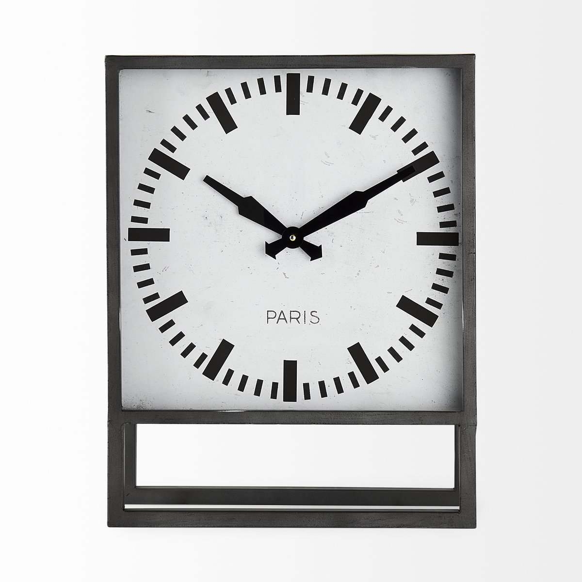 Felix Gray Metal Square Table Clock, by Mercana, 14.4" length x 5.1" width x 18.1" height View 3