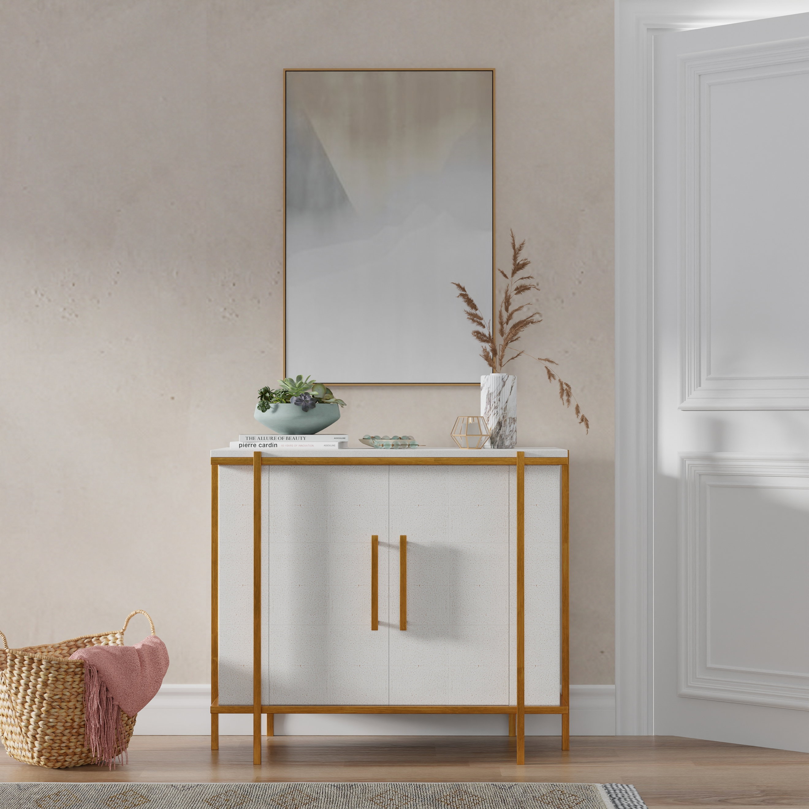 Blakely Door Chest, Osprey White, Cabinets & Sideboard by Sarreid, 40" length x 18" width x 34" height View 14