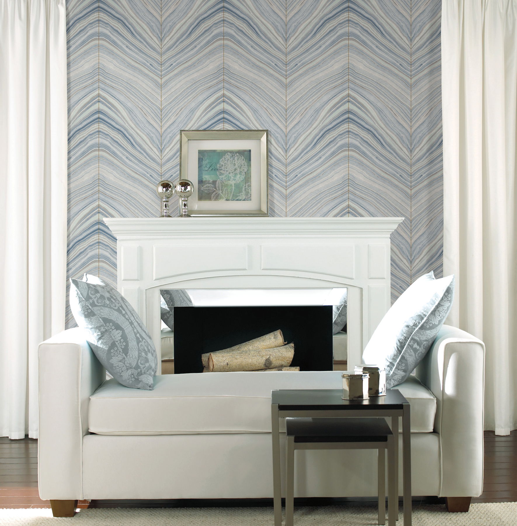 Onyx Strata Mist Blue Peel & Stick Wallpaper large image 