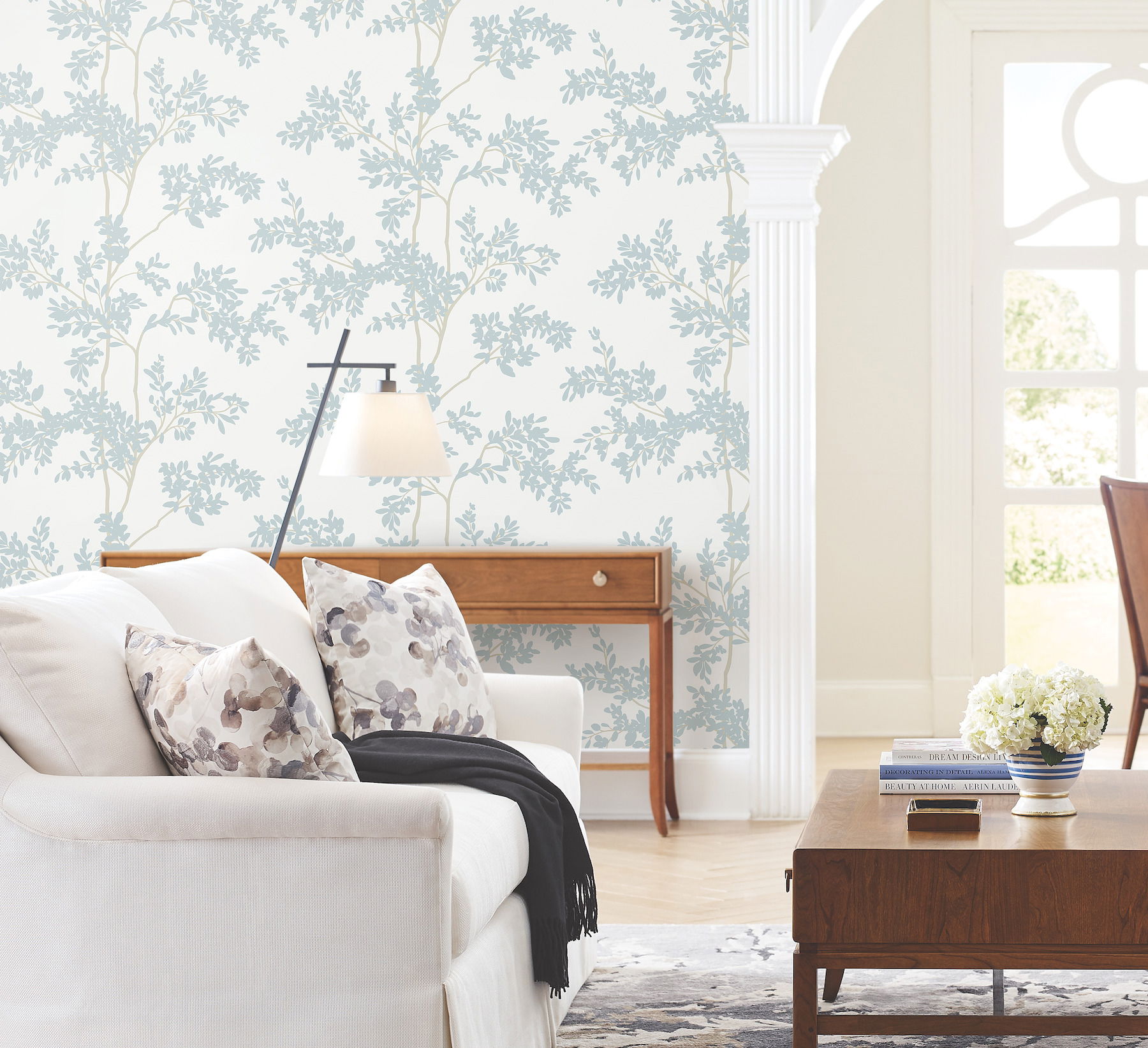 Lunaria Silhouette White & Cloud Blue Wallpaper Lunaria Silhouette White & Cloud Blue Wallpaper large image