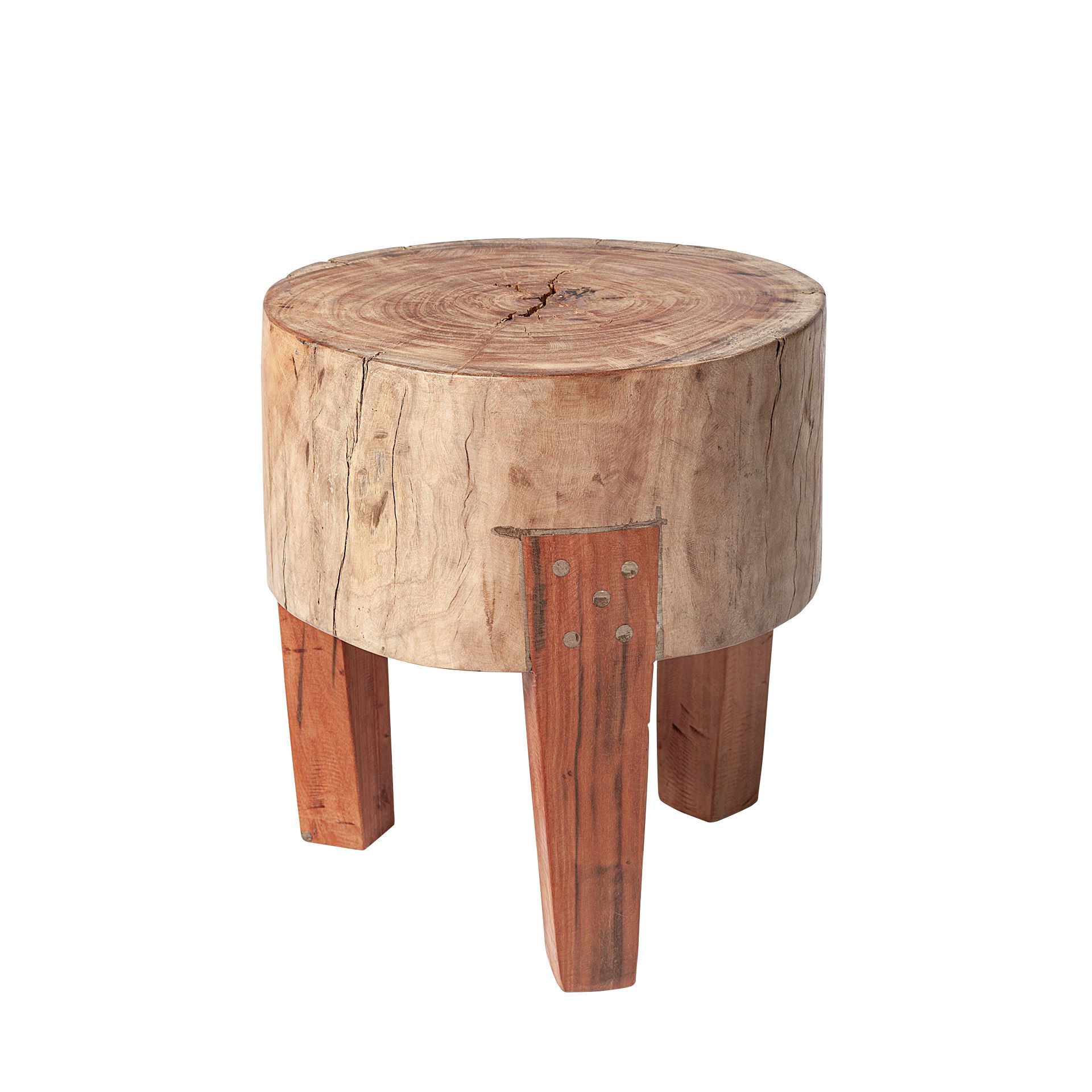 Asco 15'H Rustic Solid Reclaimed Wood Stool, Ottoman by Mercana, 13" length x 13" width x 15" height View 1