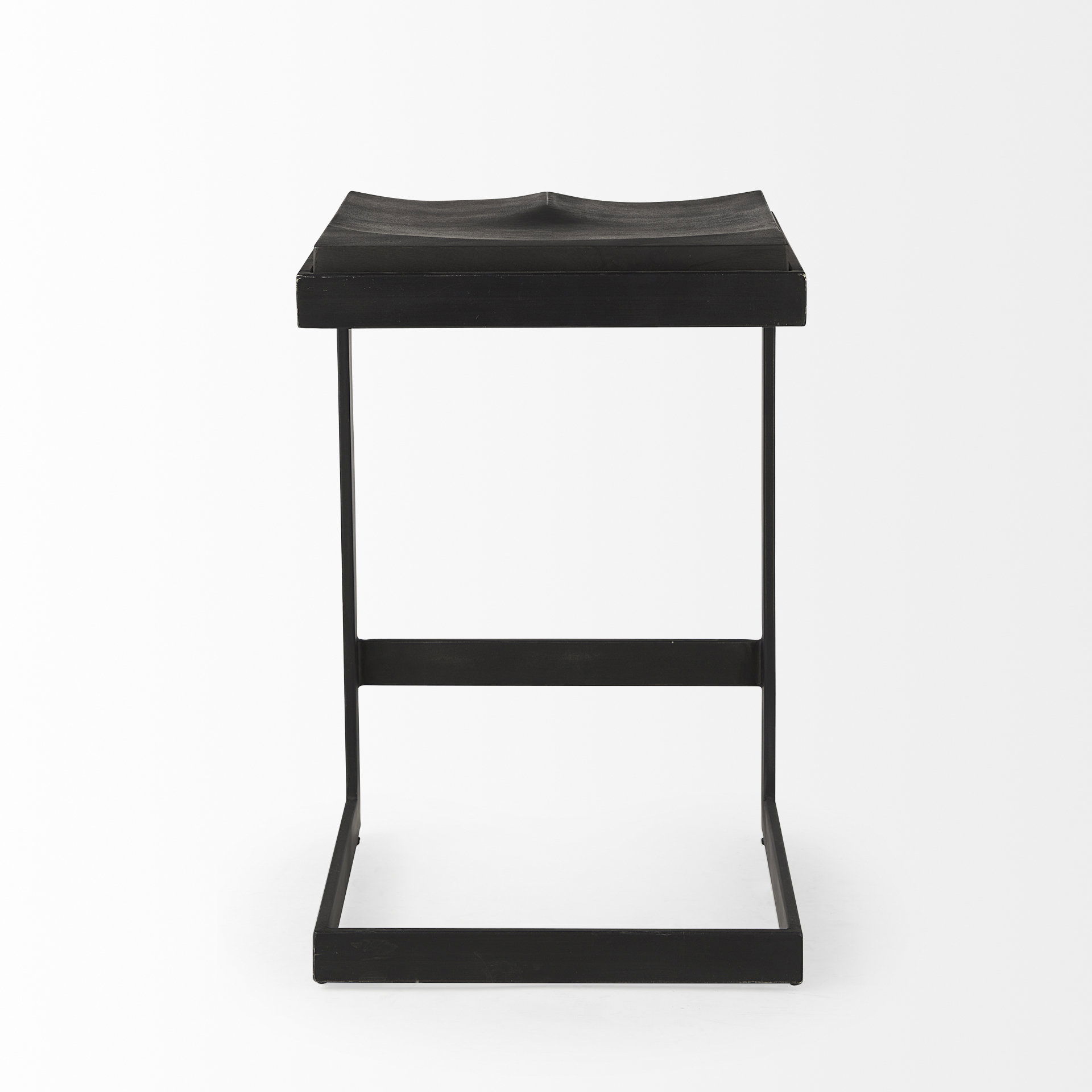 Kiran 17L x 17W x 26H Black Wood with Black Metal Base C-Shape Counter Stool large image 