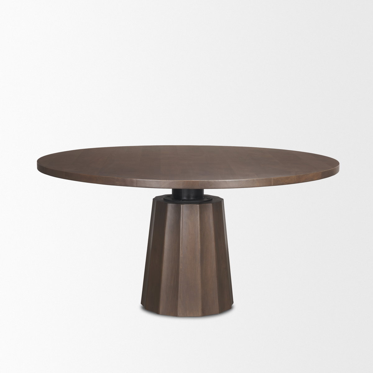 Swanson 60' Dark Brown Wood Round Pedestal Dining Table, by Mercana, 60" length x 60" width x 30" height View 5