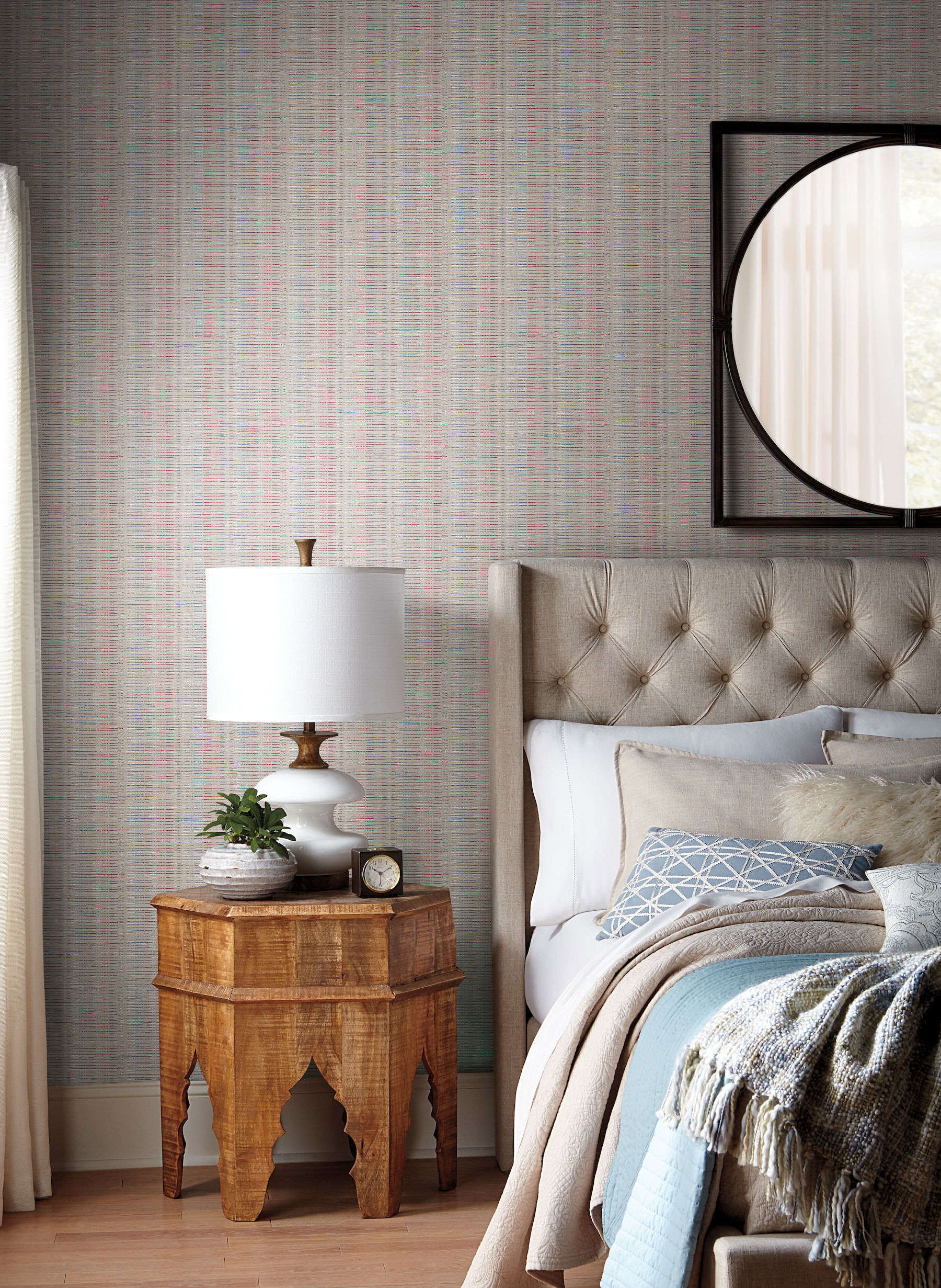 Red & Blue Broken Boucle Stripe Wallpaper large image 