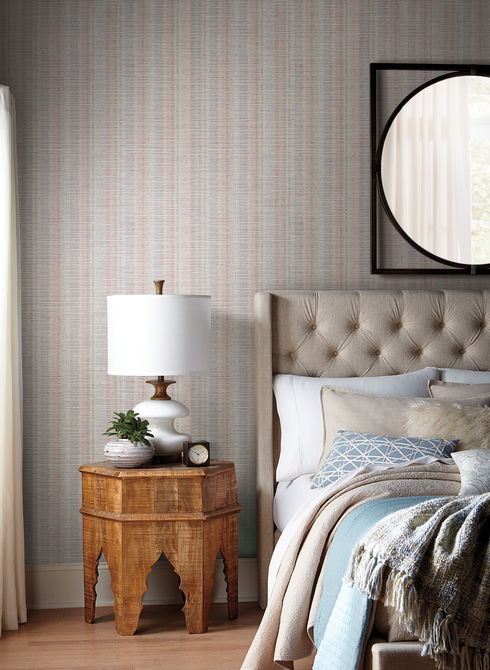 Red & Blue Broken Boucle Stripe Wallpaper