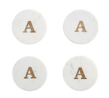 Online Designer Living Room Alphabet Marble & Wood Coasters, Set of 4 - A