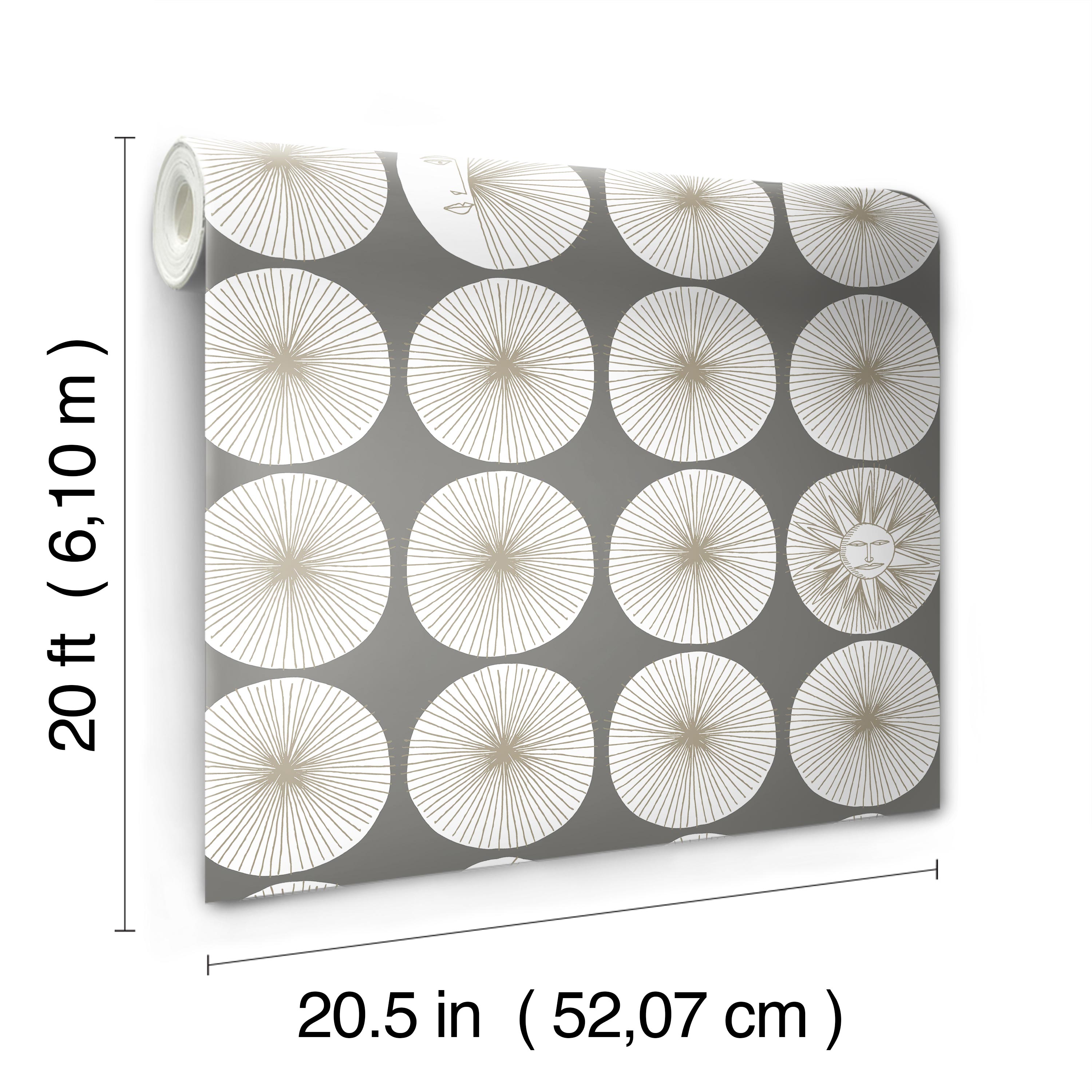 Soho Starburst Grey Peel & Stick Wallpaper large image 