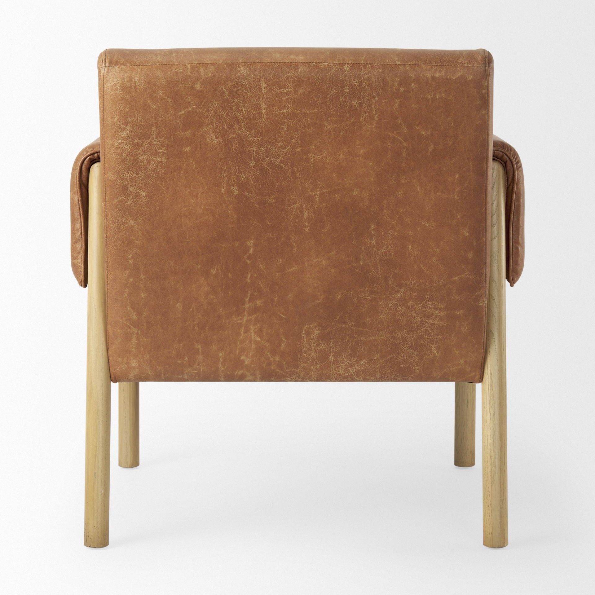 Ashton Brown Vegan Leather with Light Wood  Accent Chair, by Mercana, 28.54" length x 29.72" width x 31.5" height View 7