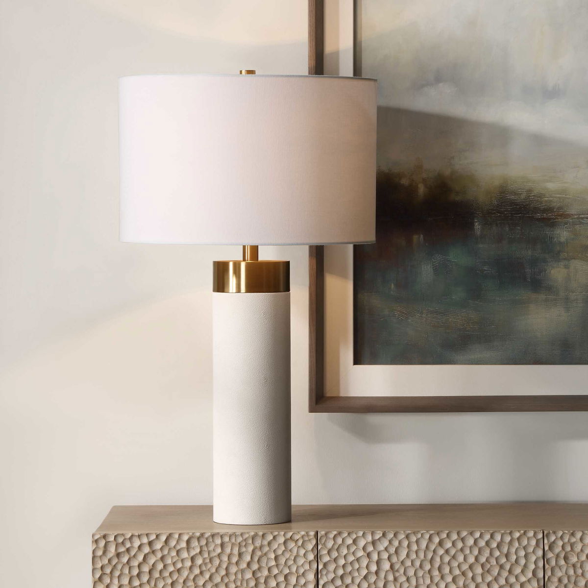 Wessex White Table Lamp, by Uttermost, 16" width x 27.75" height x 16" depth View 2