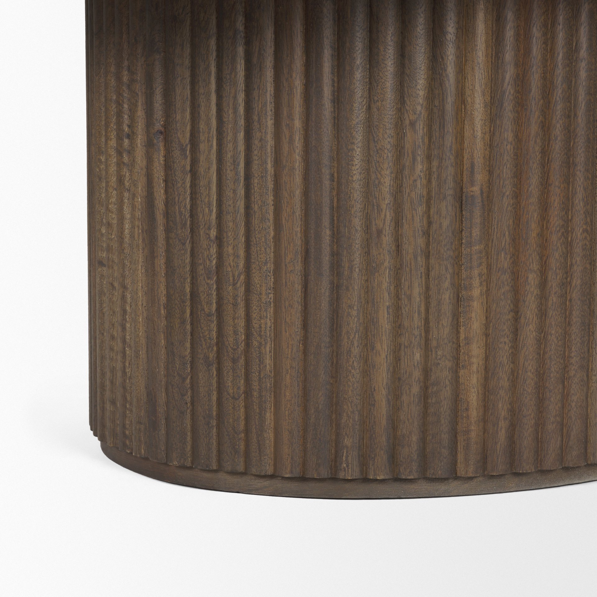 Terra 48L x 28W x 15H Dark Brown Wood Oval Fluted Coffee Table, by Mercana, 48" length x 28" width x 15" height View 10