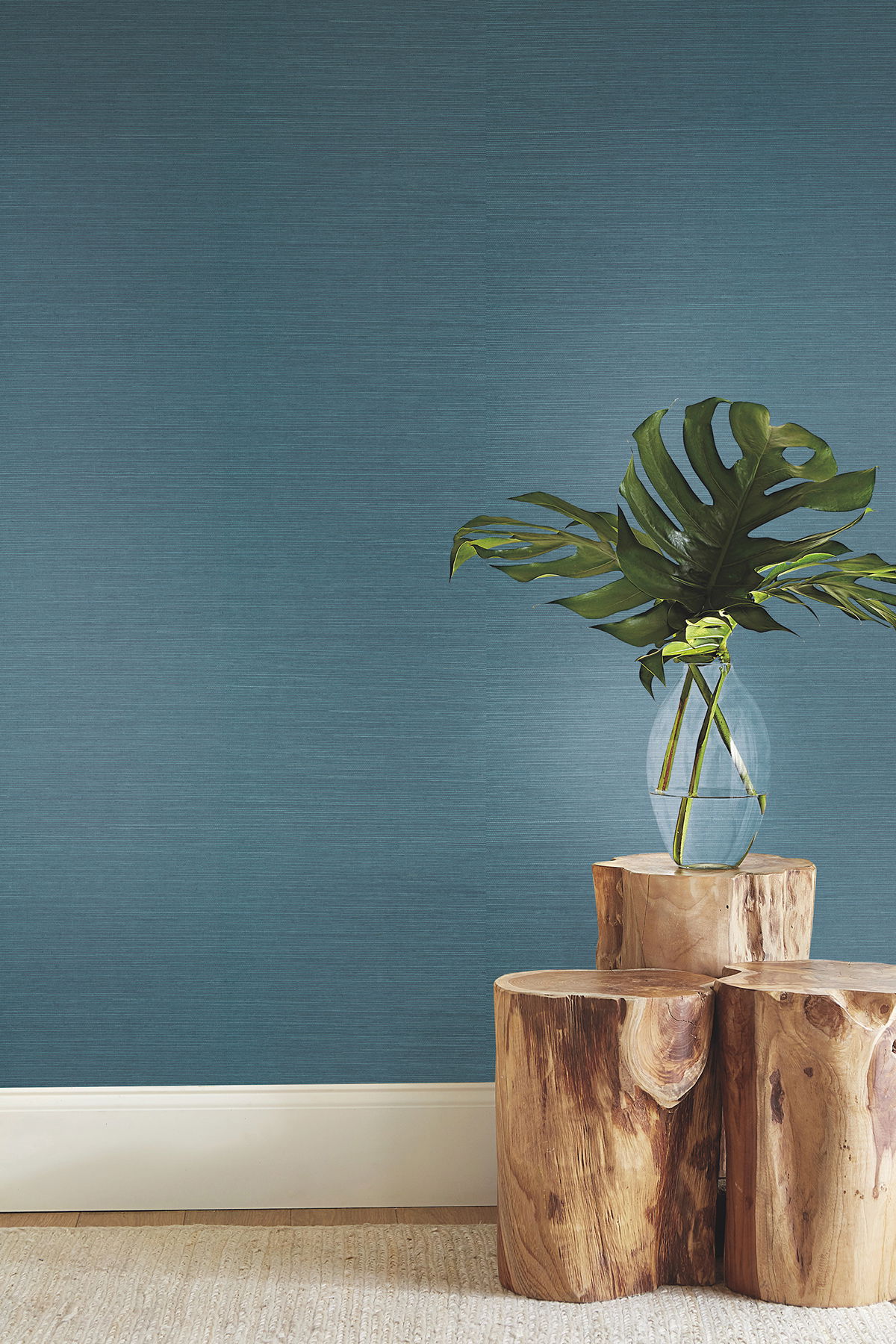 Sisal Twill Grasscloth Teal Wallpaper large image 