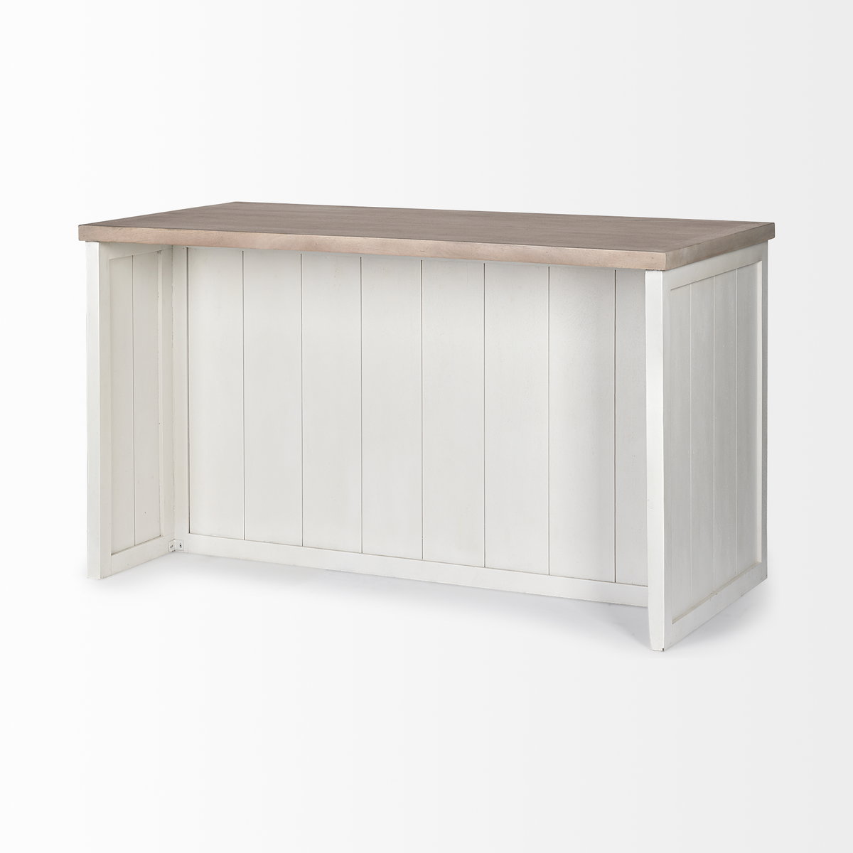 Fairview II White and Brown Two-Tone Stain Solid Wood Kitchen Island, by Mercana, 60" length x 30" width x 34.5" height View 6