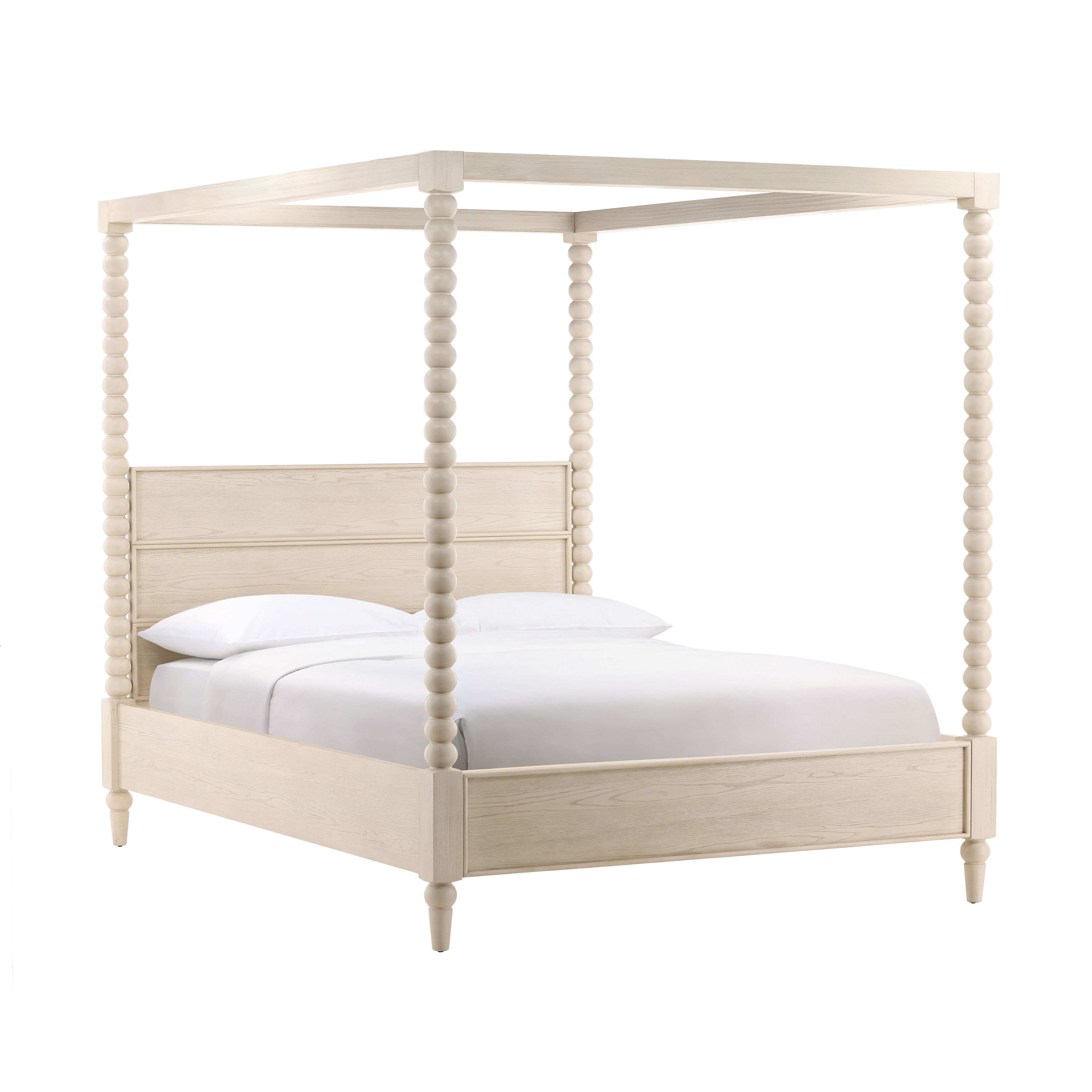 Marcellina Bed King Whitewash, by Dovetail, 81.7" width x 90" height x 87.3" depth View 1