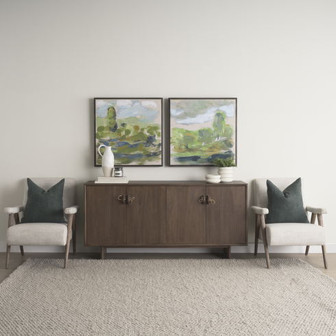 Varenna 4 Door Dark Brown Wood with Rope Handles Sideboard