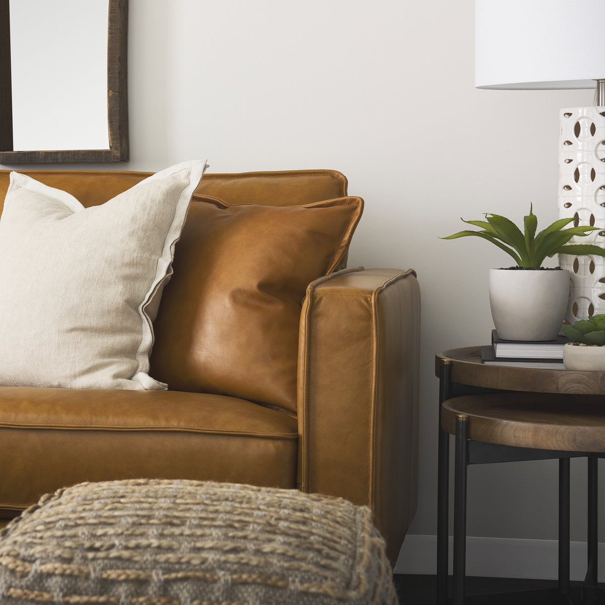 D'Arcy 111'L x 70'D x 33'H Tan Leather Left Chaise Sectional, Sectional Sofa by Mercana, 111" length x 70" width x 33" height View 4