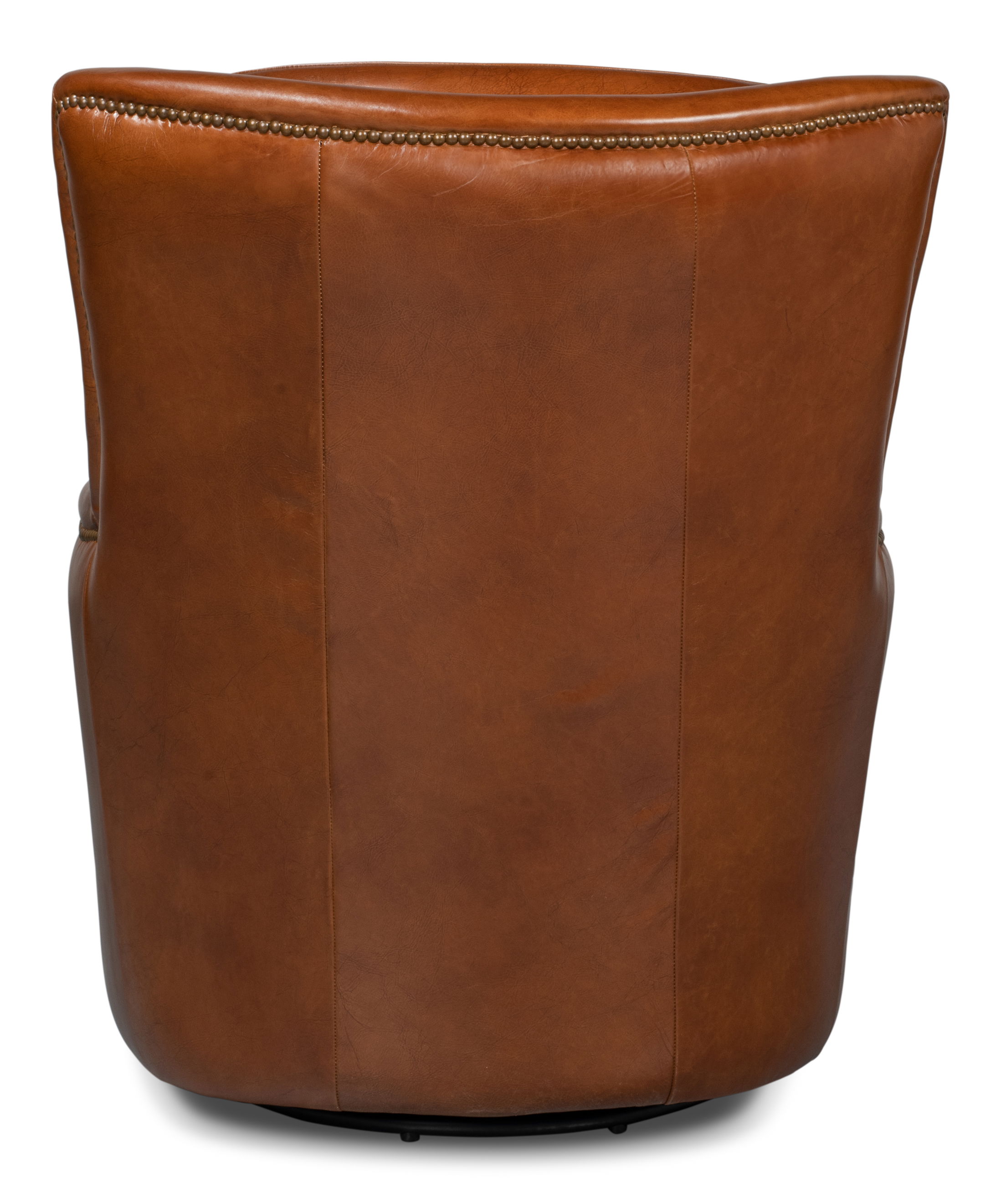 Baker Leather Swivel Chair,Havana Lthr, Seating by Sarreid, 31" length x 38" width x 38" height View 10