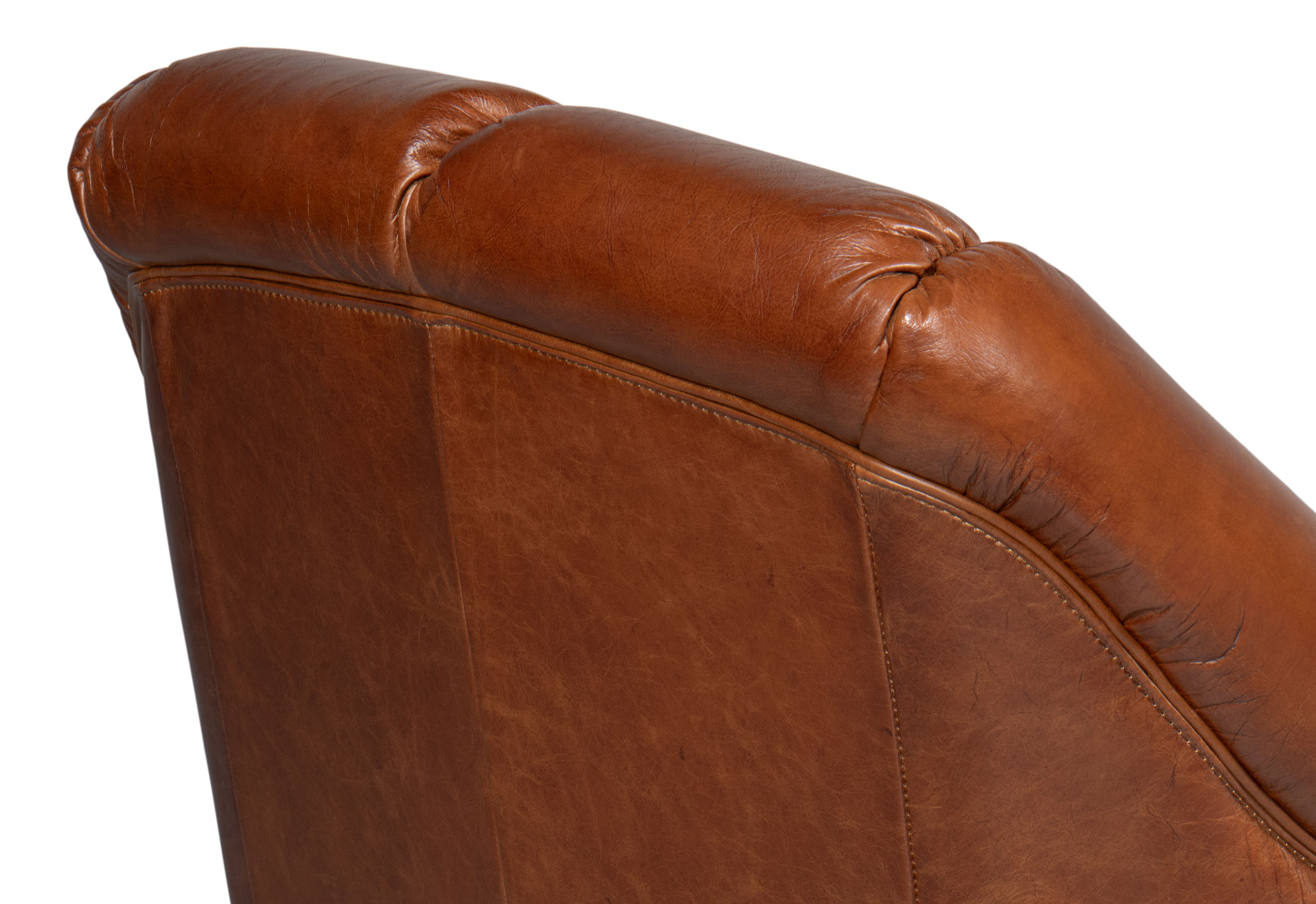Scoth Swivel Chair In Distilled Leather, Seating by Sarreid, 35" length x 39" width x 35" height View 3