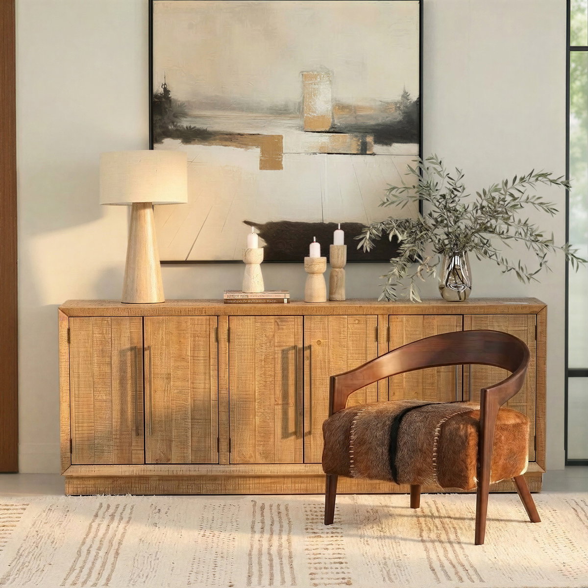 Humphreys Sideboard Natural, Sideboards & Buffet by Dovetail, 86.2" width x 33.75" height x 17.75" depth View 8