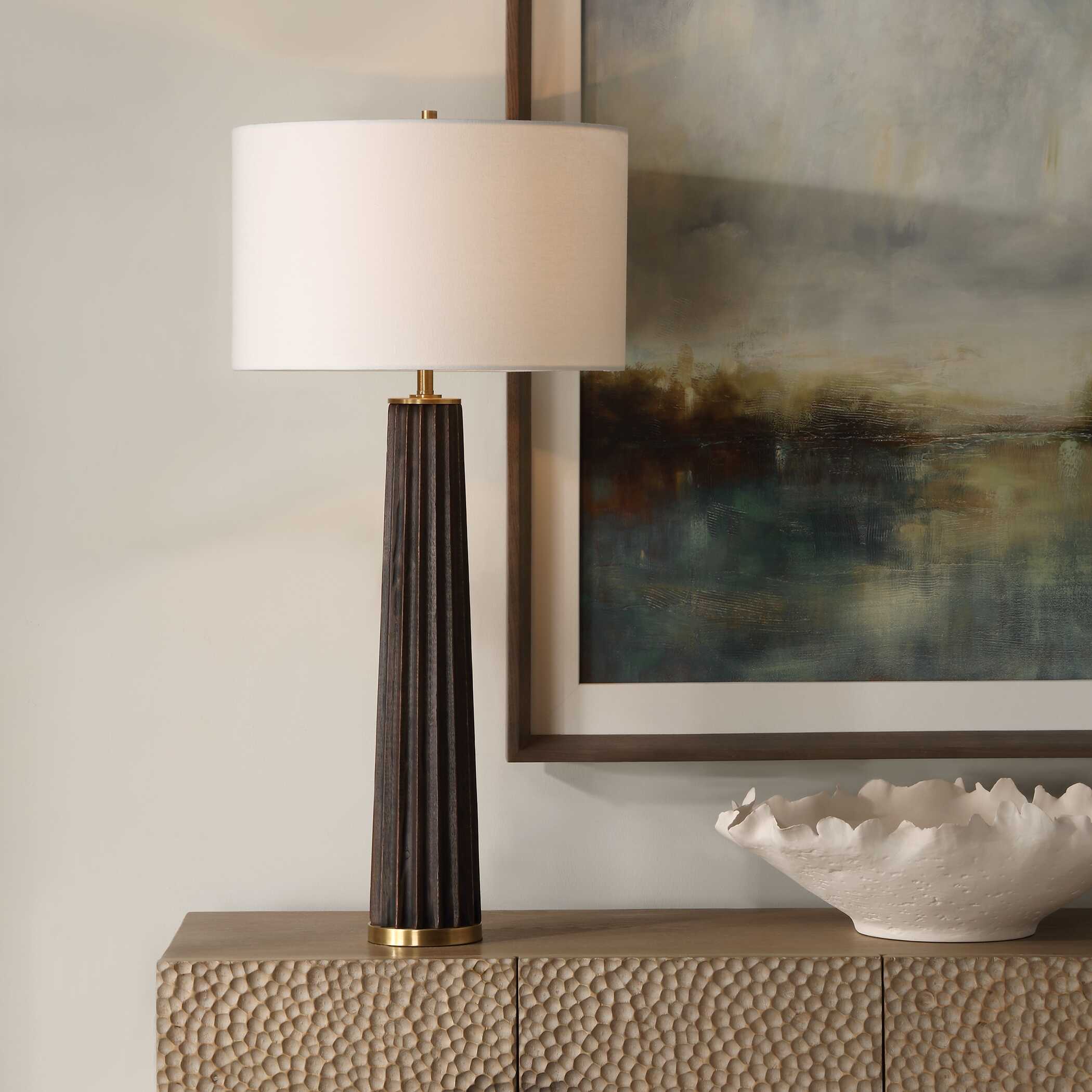 Forage Dark Scalloped Table Lamp, by Uttermost, 15" width x 31.5" height x 15" depth View 2