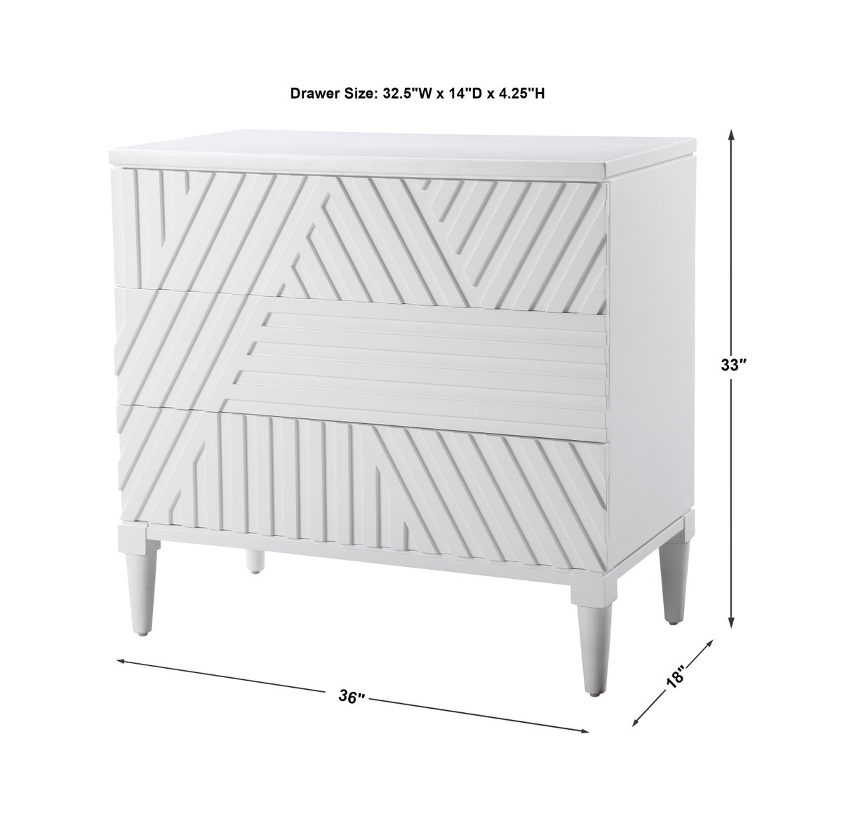 Colby White Drawer Chest, Furniture by Uttermost, 36" width x 33" height x 18" depth View 3