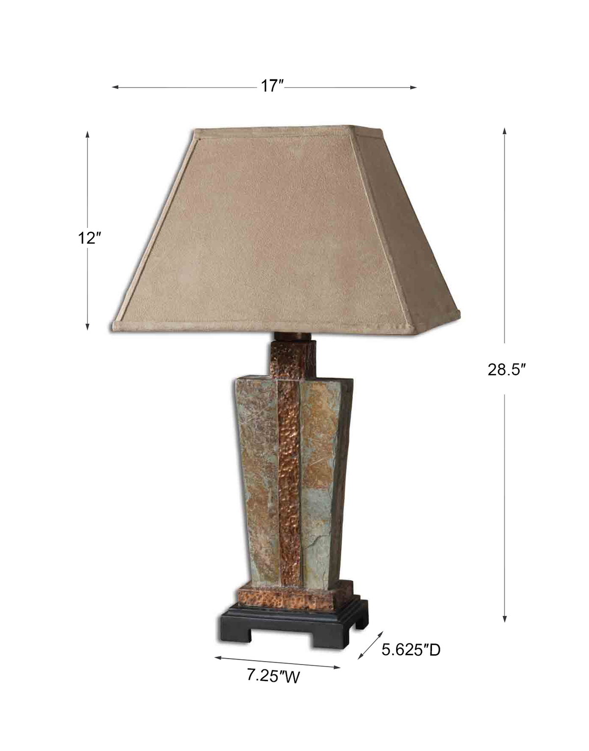 Slate Accent Lamp, Outdoor Lighting by Uttermost, 1'5" width x 2'4.5" height x 1' depth View 3