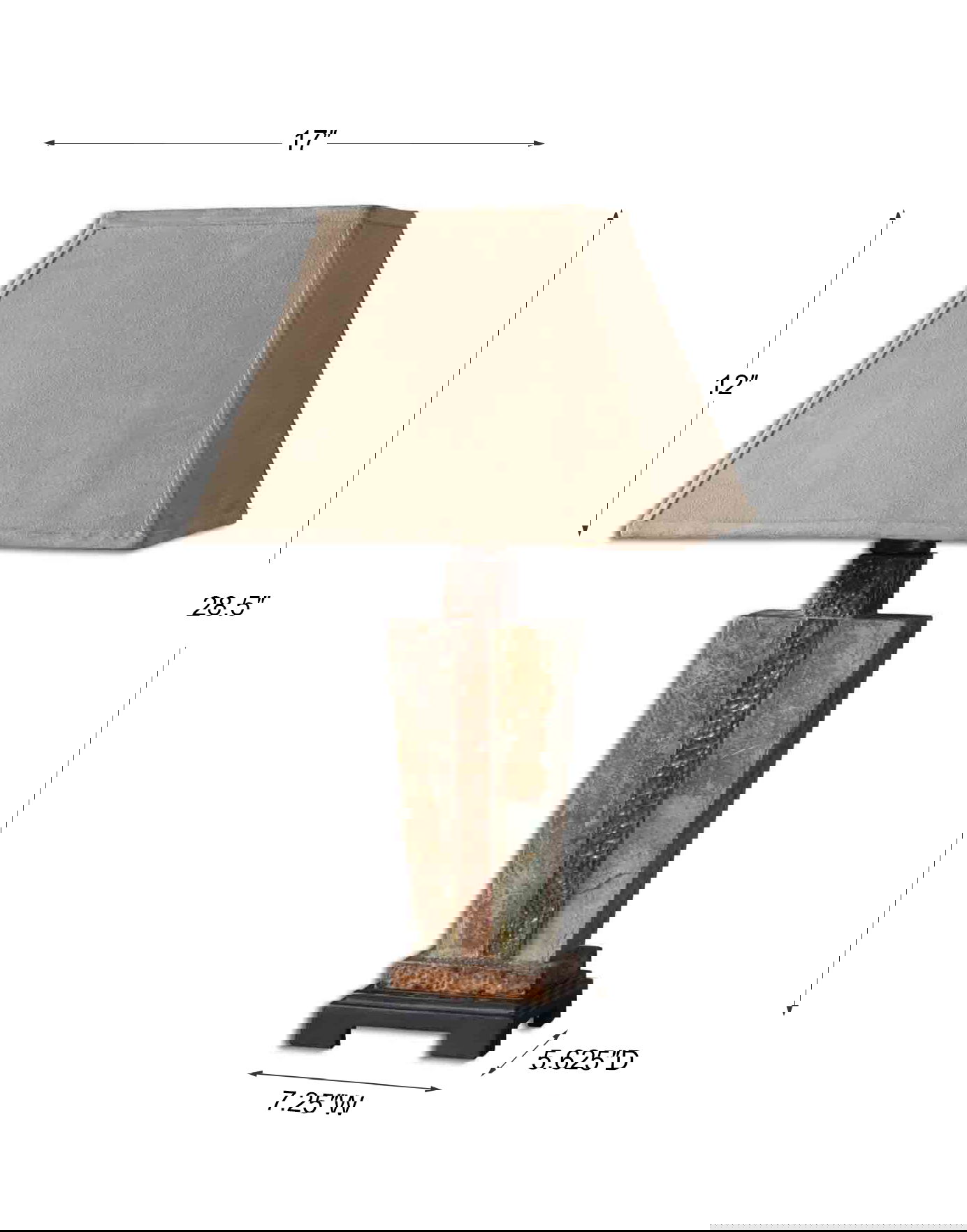 Slate Accent Lamp, by Uttermost, 17" width x 28.5" height x 12" depth View 3