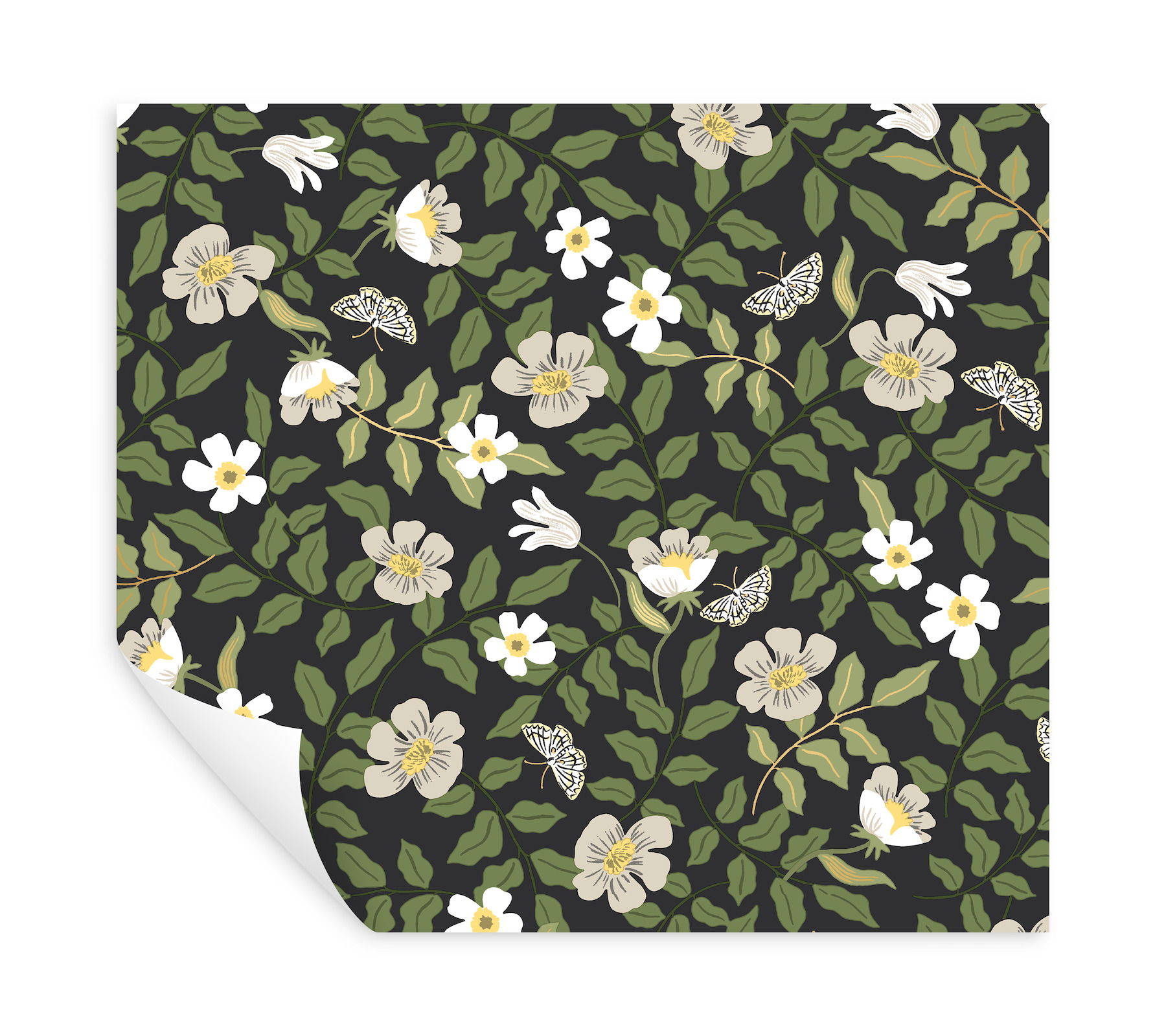 Primrose Off White & Black Peel & Stick Wallpaper large image 