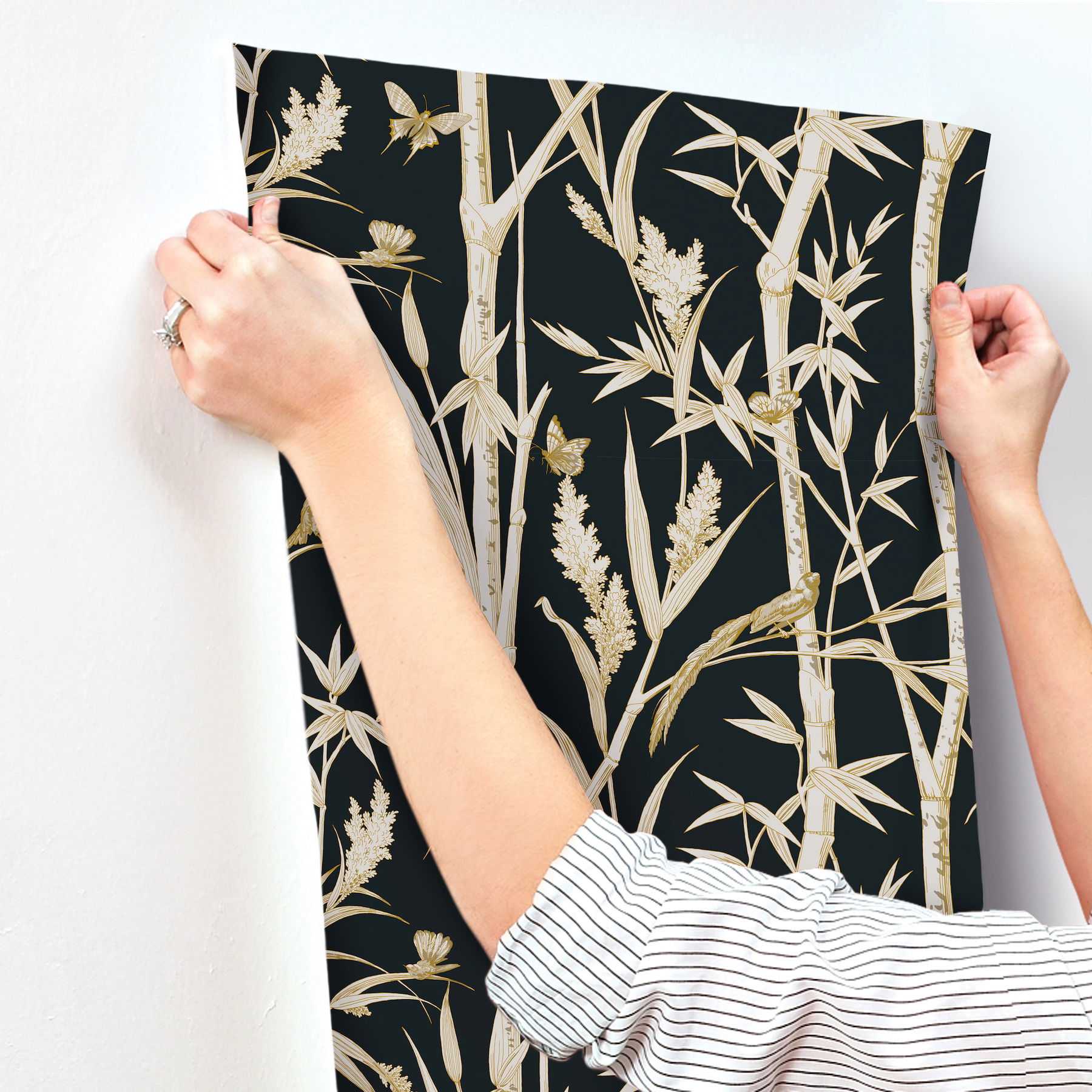 Bambou Toile Black Wallpaper large image 