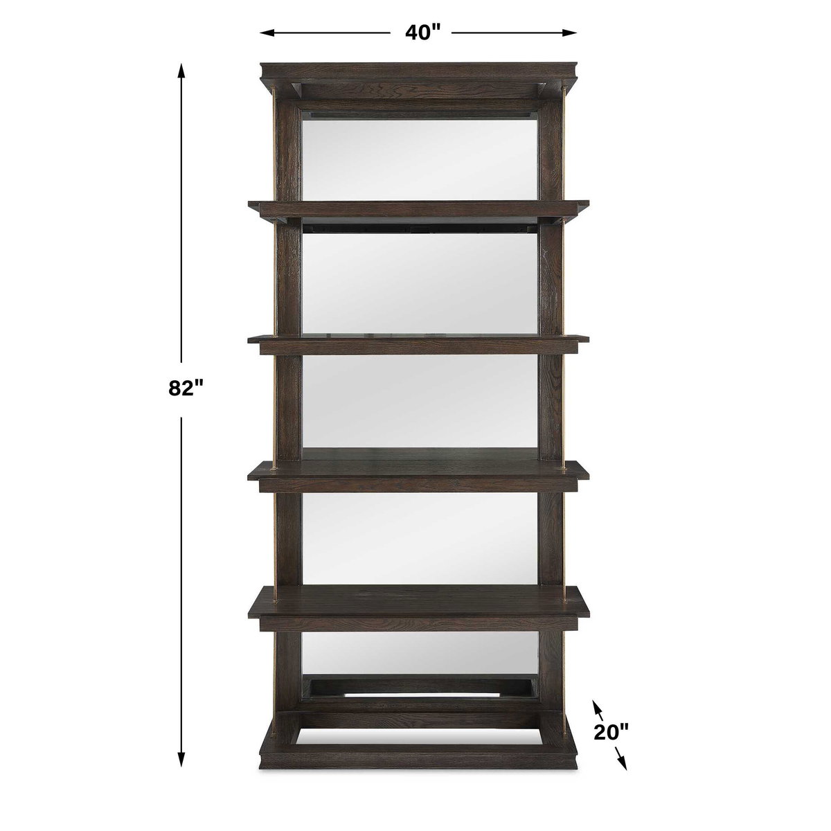Kai Dark Walnut Etagere, Shelving & Bookcase by Uttermost, 40" width x 82" height x 20" depth View 3