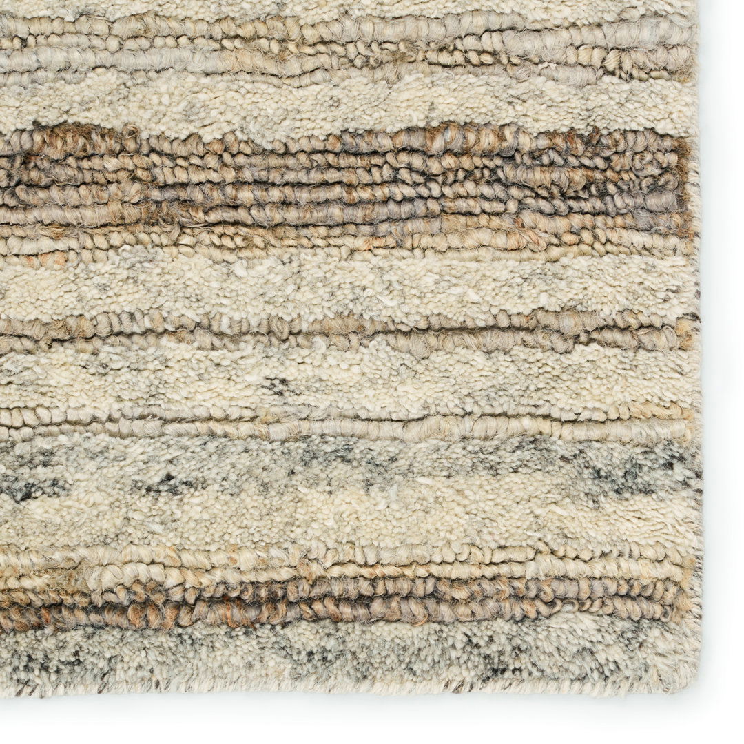 Tikka Handmade Striped Cream/ Gray Area Rug (10'X14') large image 