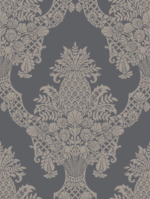 Pineapple Plantation Grey Wallpaper