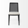 Clara Black Beech Wood with Cream Fabric Seat and Cane Back Armless Dining Chair, by Mercana, 18" length x 23" width x 33.75" height thumbnail 5