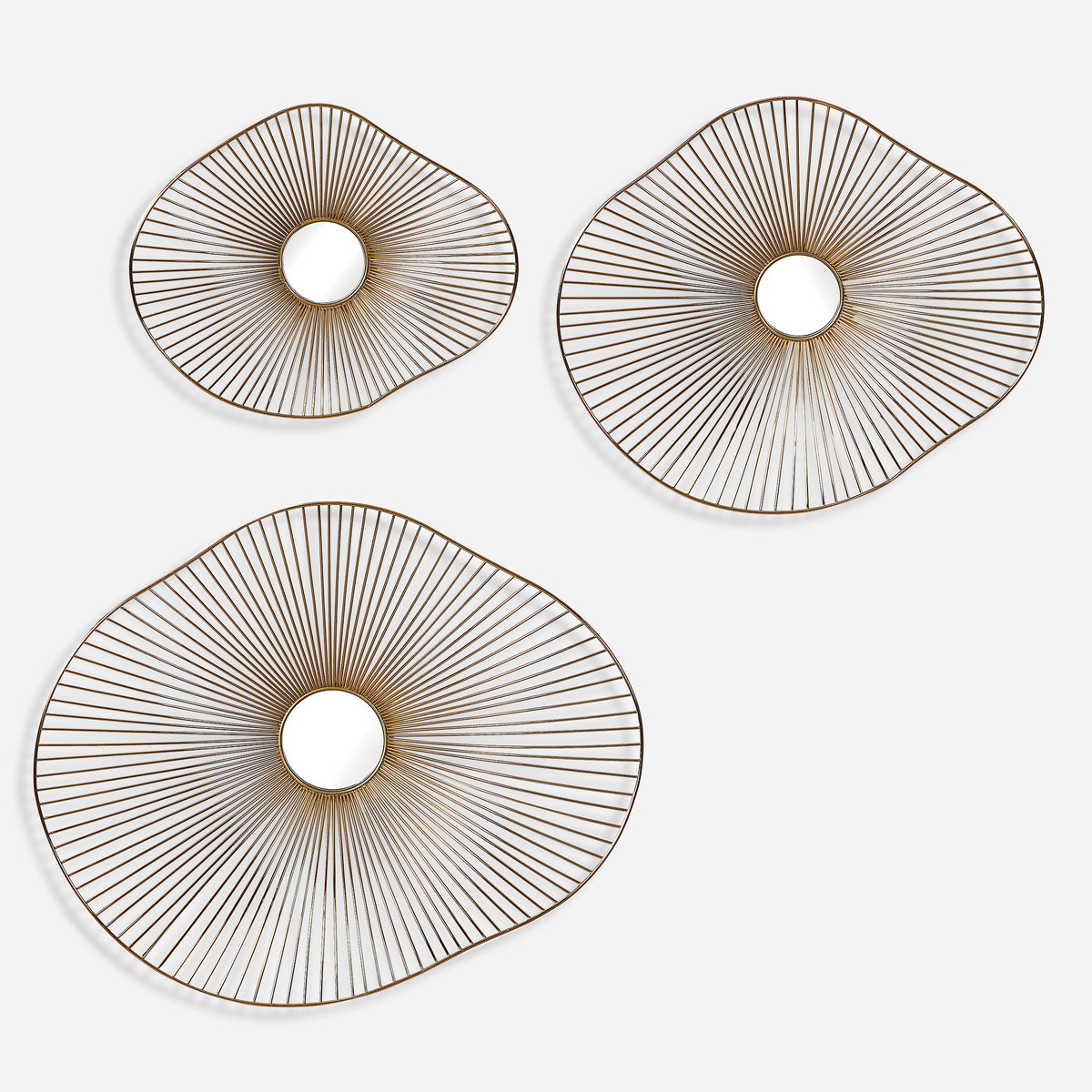 Avarie Gold Metal Wall Art Set/3, Sculptural Wall Art by Uttermost, 25" width x 20.5" height x 3" depth View 1