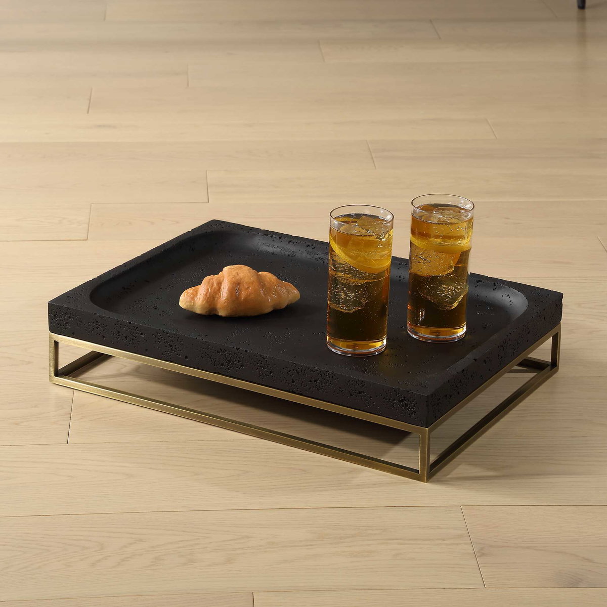 Shadowstone Cast Black Tray, Decorative Tray by Uttermost, 18" width x 3.5" height x 13" depth View 3