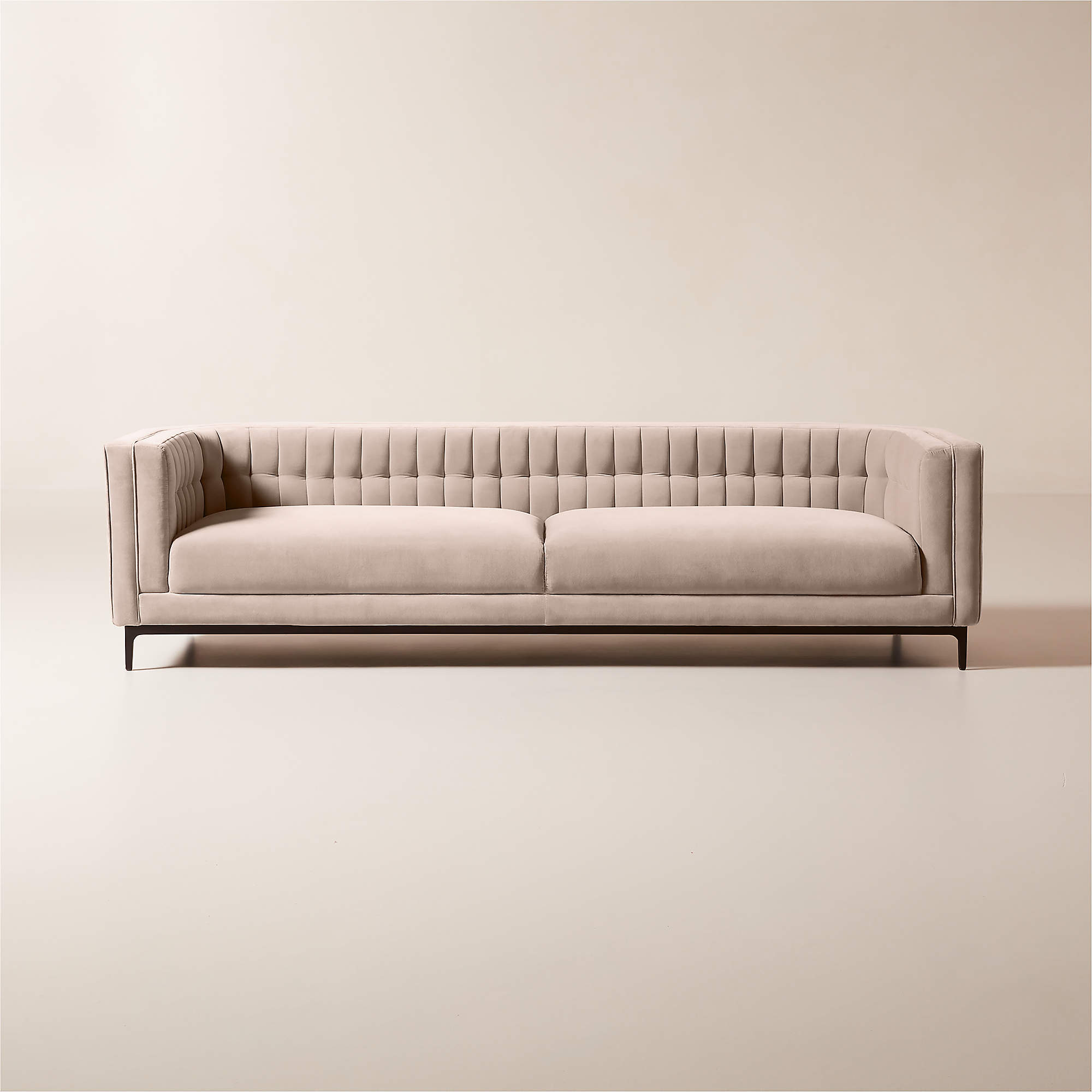 Online Designer Business/Office Ambroise 104" Light Taupe Velvet Sofa