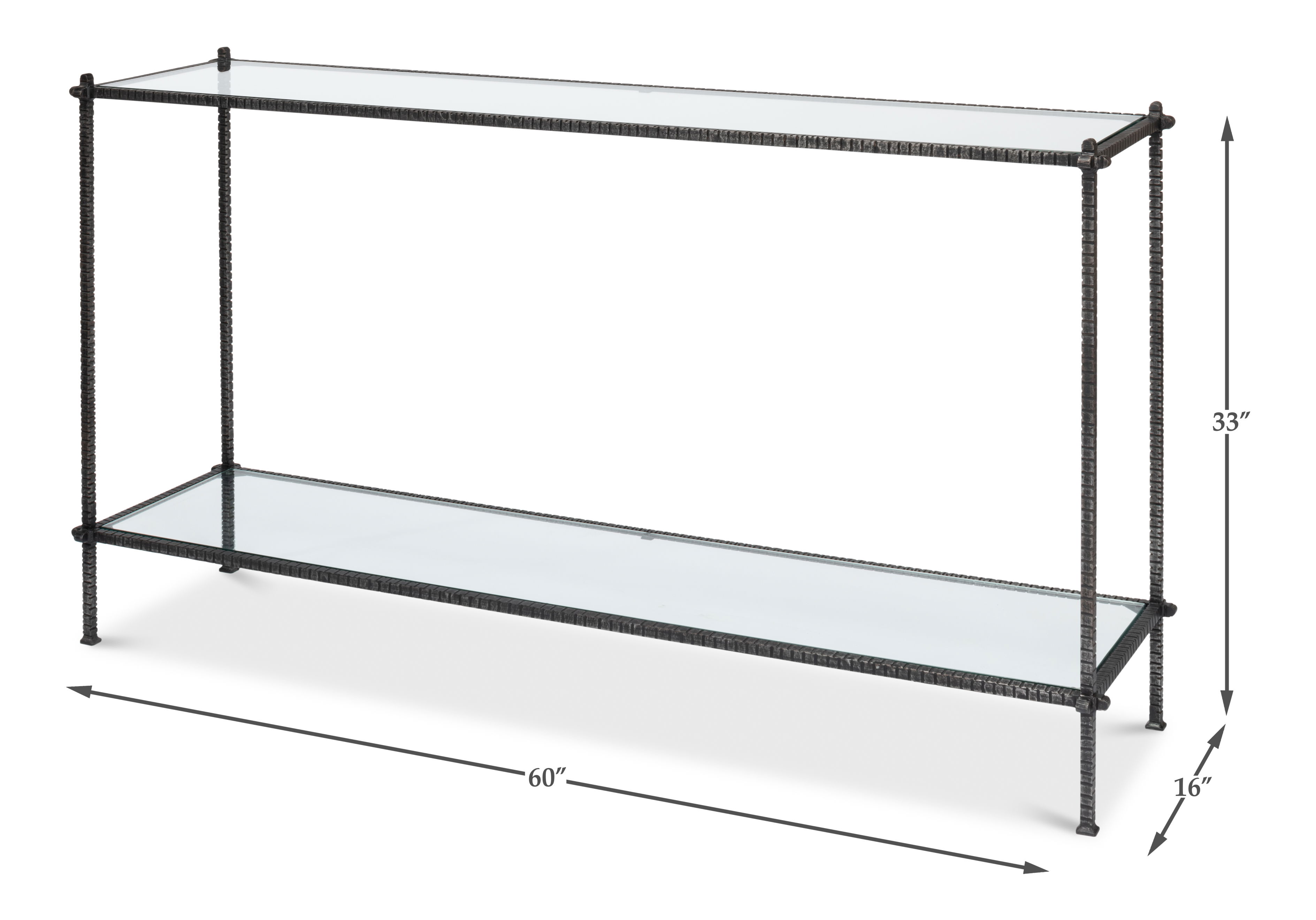 Hand Chased Iron Console Tble  Glass Top large image 