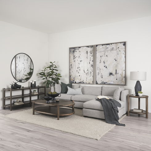 Halston Large Ottoman Light Gray Performance Fabric