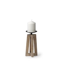 Online Designer Combined Living/Dining Astra Small Light Brown Wood Pedestal Base Table Candle Holder
