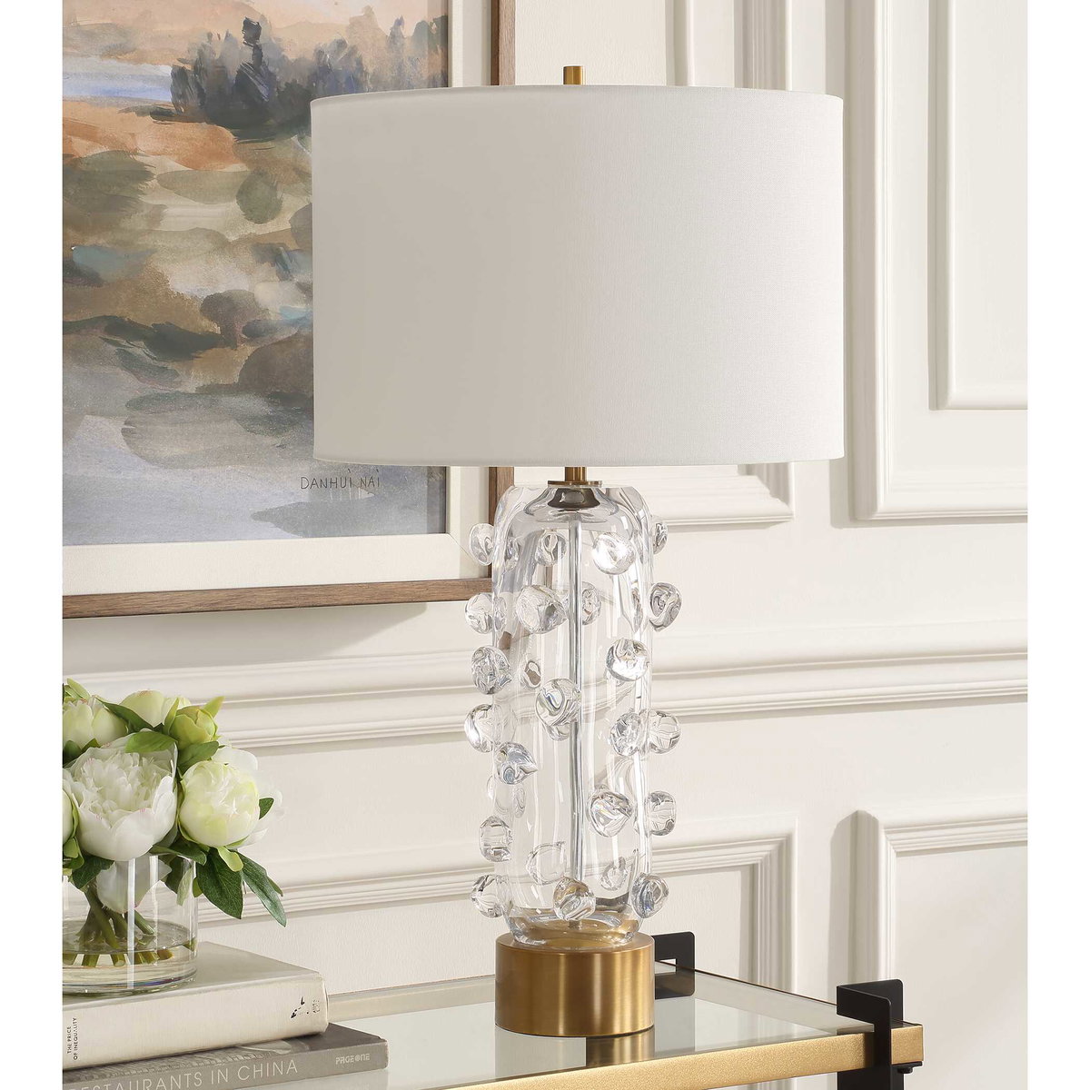 Aura Clear Glass Table Lamp, by Uttermost, 15" width x 27.75" height x 15" depth View 5