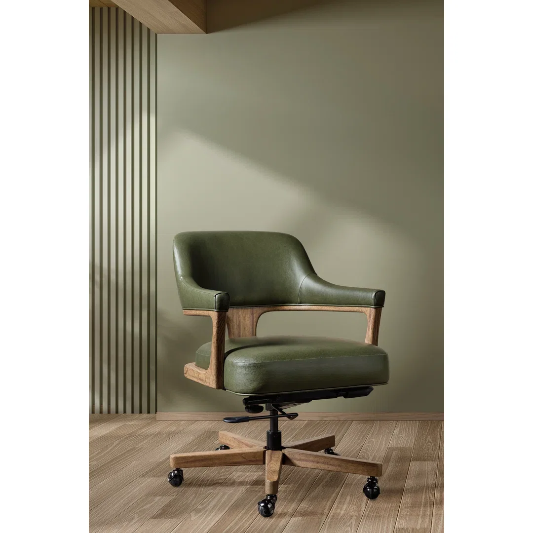 EC Leather Swivel Executive Chair, Office Chair by Hooker Furniture, 24" width x 33.75" height x 26.25" depth View 6