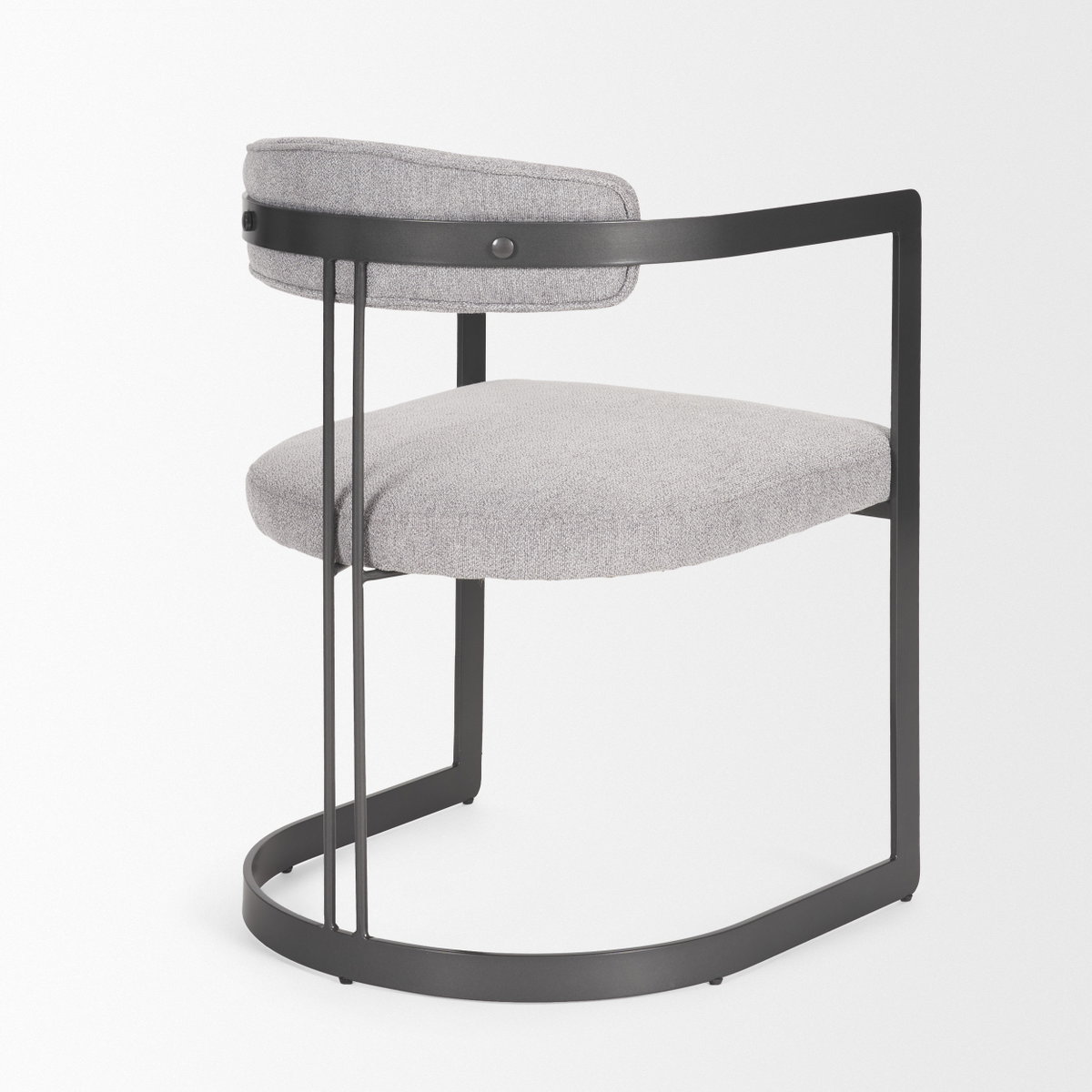 Hollyfield Curved Back Dining Arm Chair | Gray Fabric with Gray Iron, Dining Chair by Mercana, 20.47" length x 21.5" width x 29.53" height View 7
