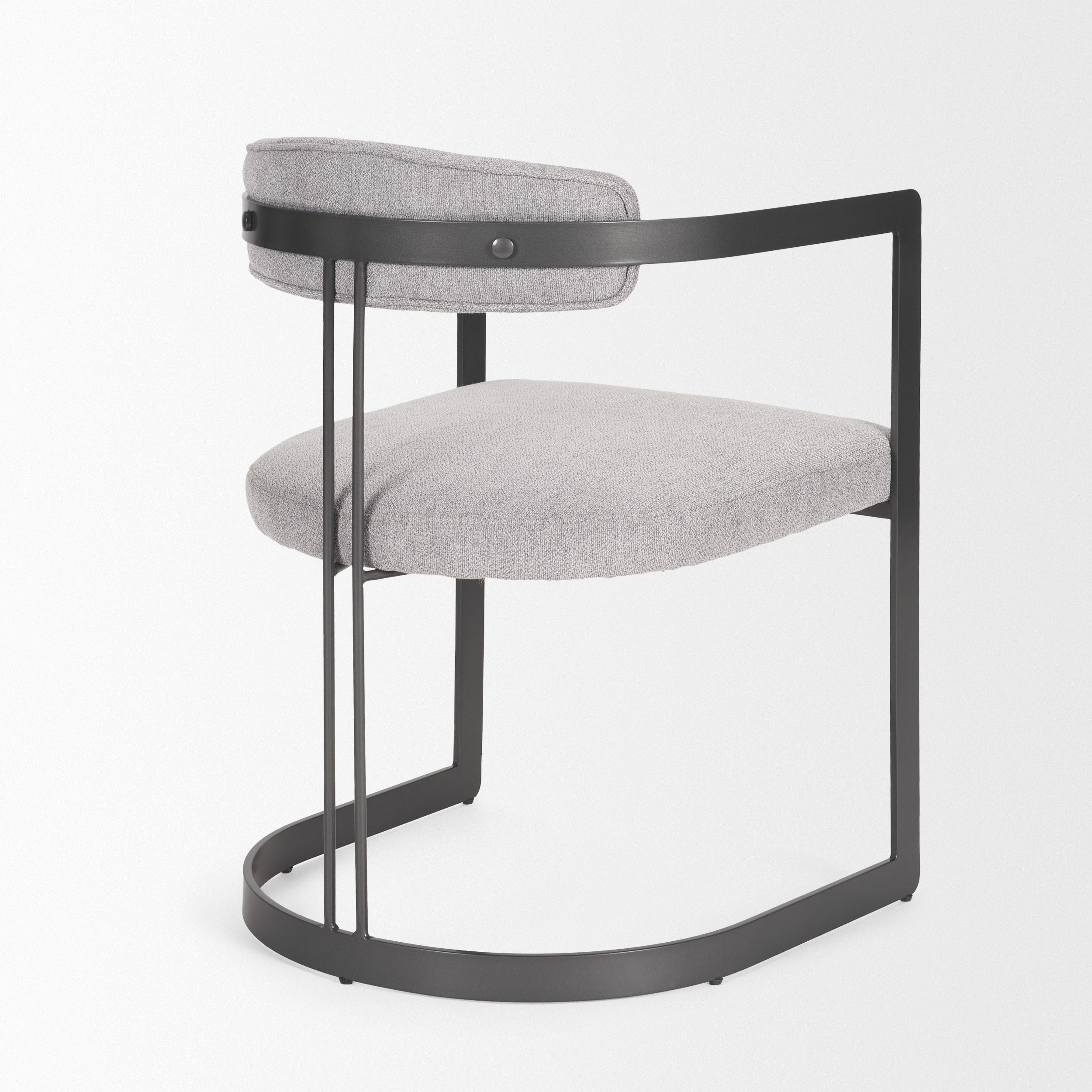 Hollyfield II Gray Fabric Seat with Gray Iron Frame Dining Chair, by Mercana, 20.47" length x 21.5" width x 29.53" height View 7