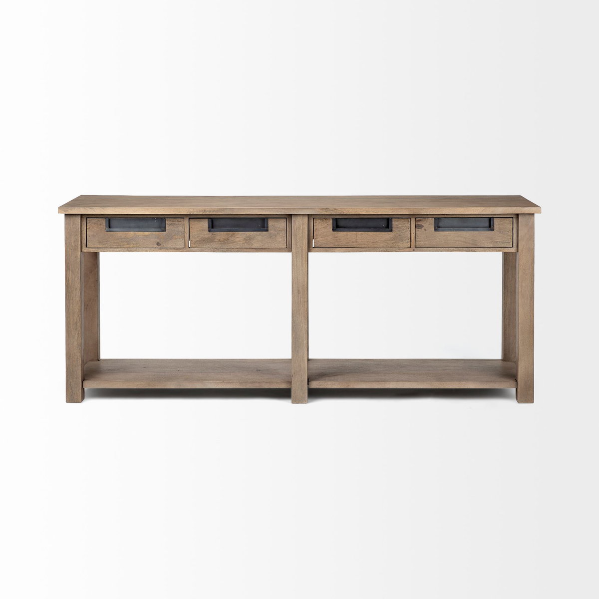 Harrelson III 72L x 18W Brown Wood 4 Drawer Console Table, by Mercana, 72" length x 18" width x 30" height View 3