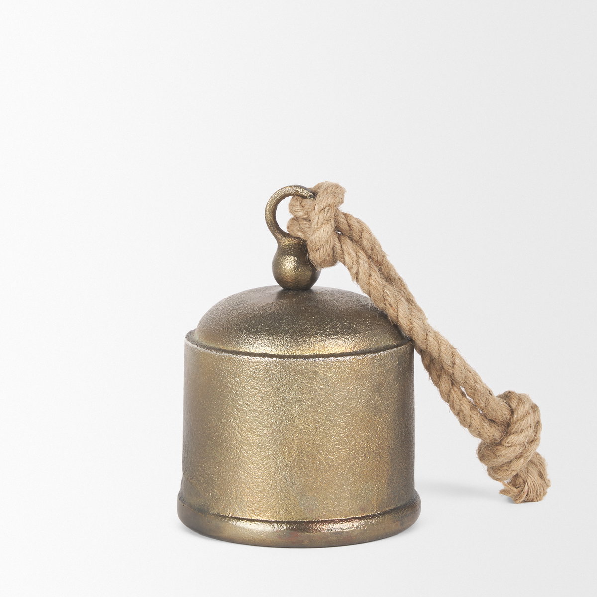 Quincy Medium Gold Metal Decorative Bell Object, Decorative Object by Mercana, 4.75" length x 4.75" width x 7" height View 6