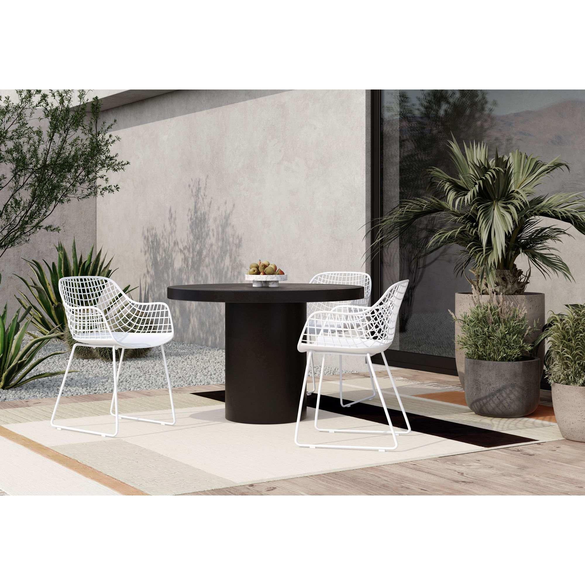 Cassius Round Outdoor Dining Table Black, Outdoor Table by Moe's Home, 3'11" width x 2'6.5" height x 3'11" depth View 4
