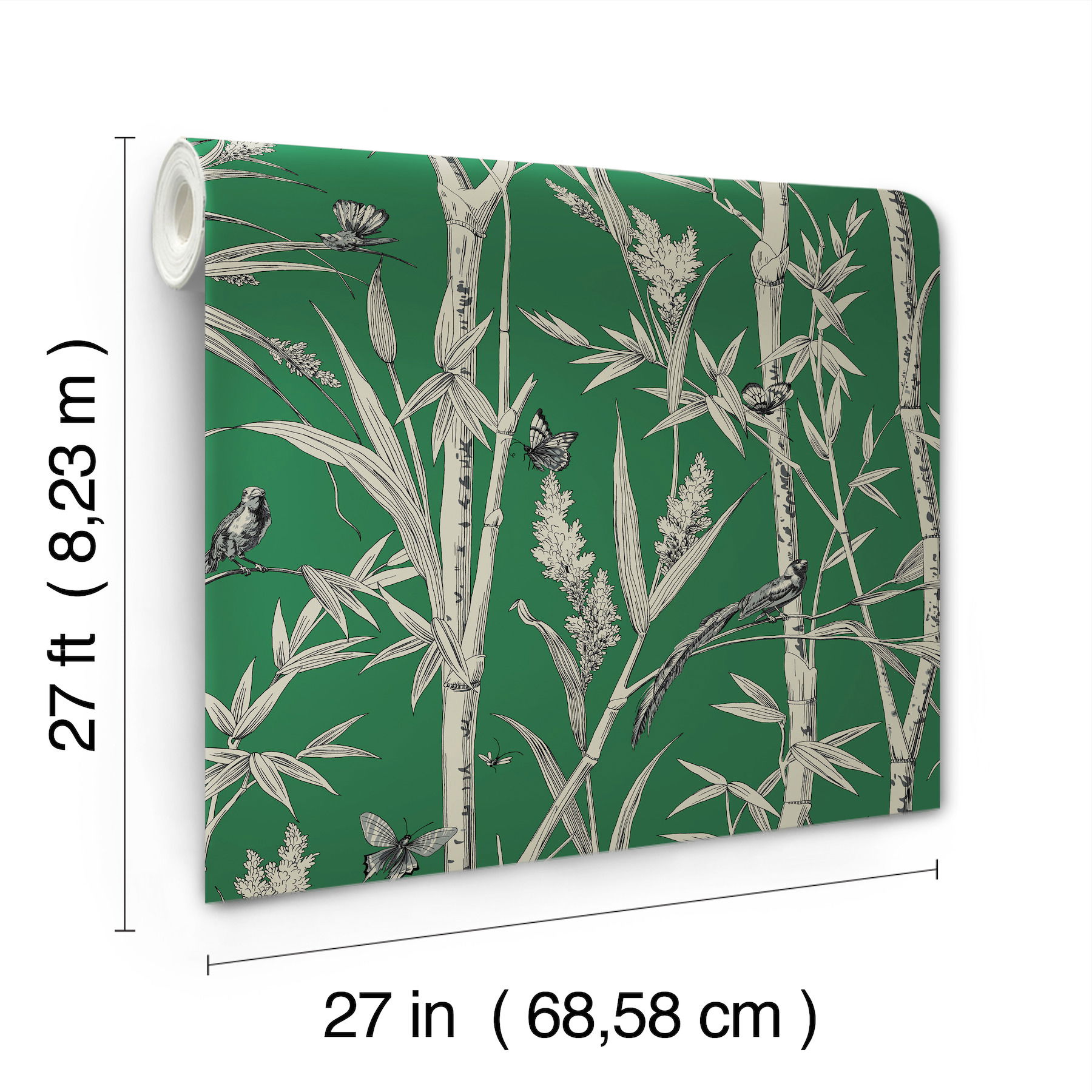 Bambou Toile Green Wallpaper large image 