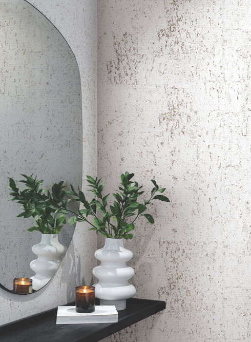 Cork Bright White & Gold Wallpaper